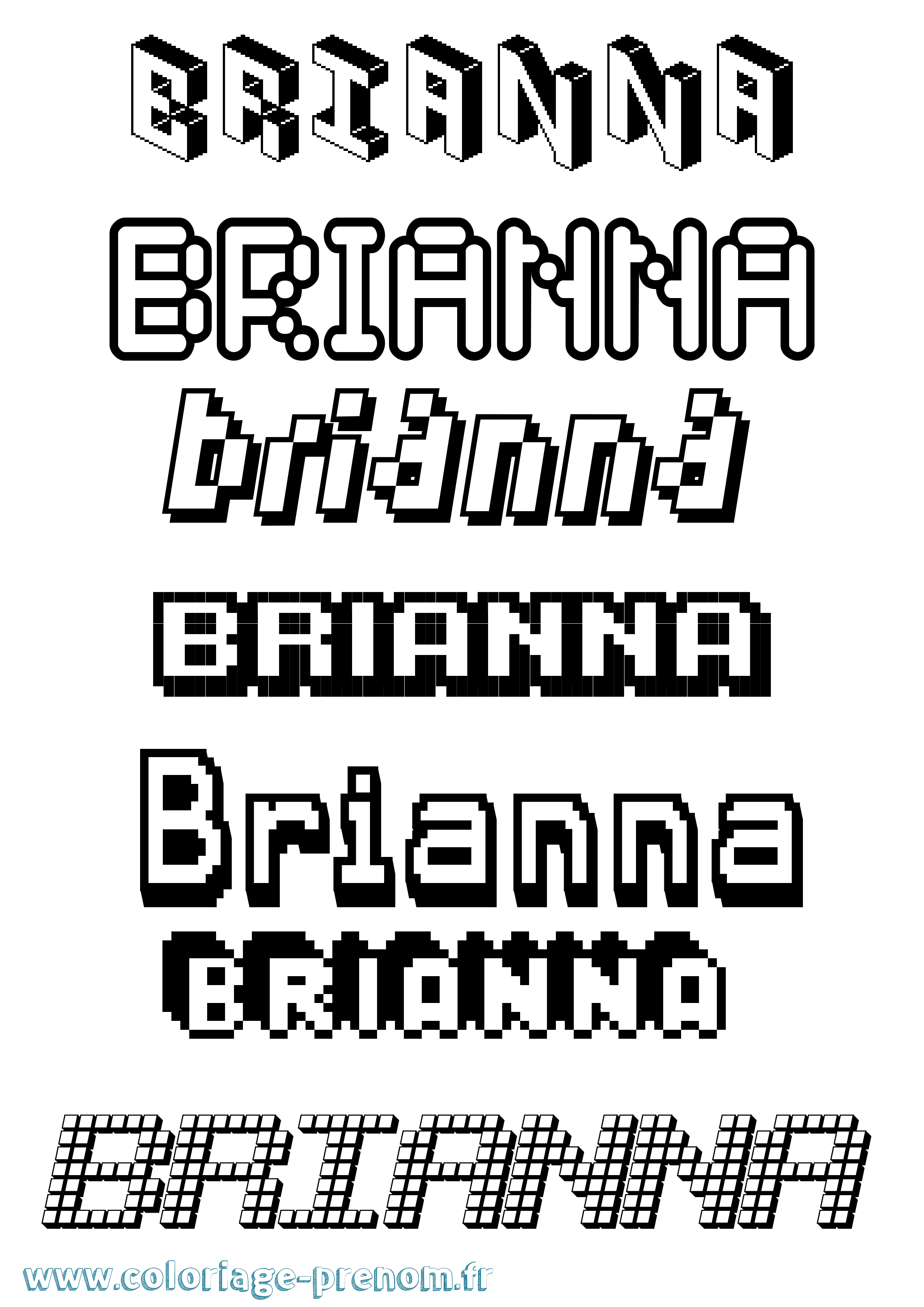 Coloriage prénom Brianna Pixel