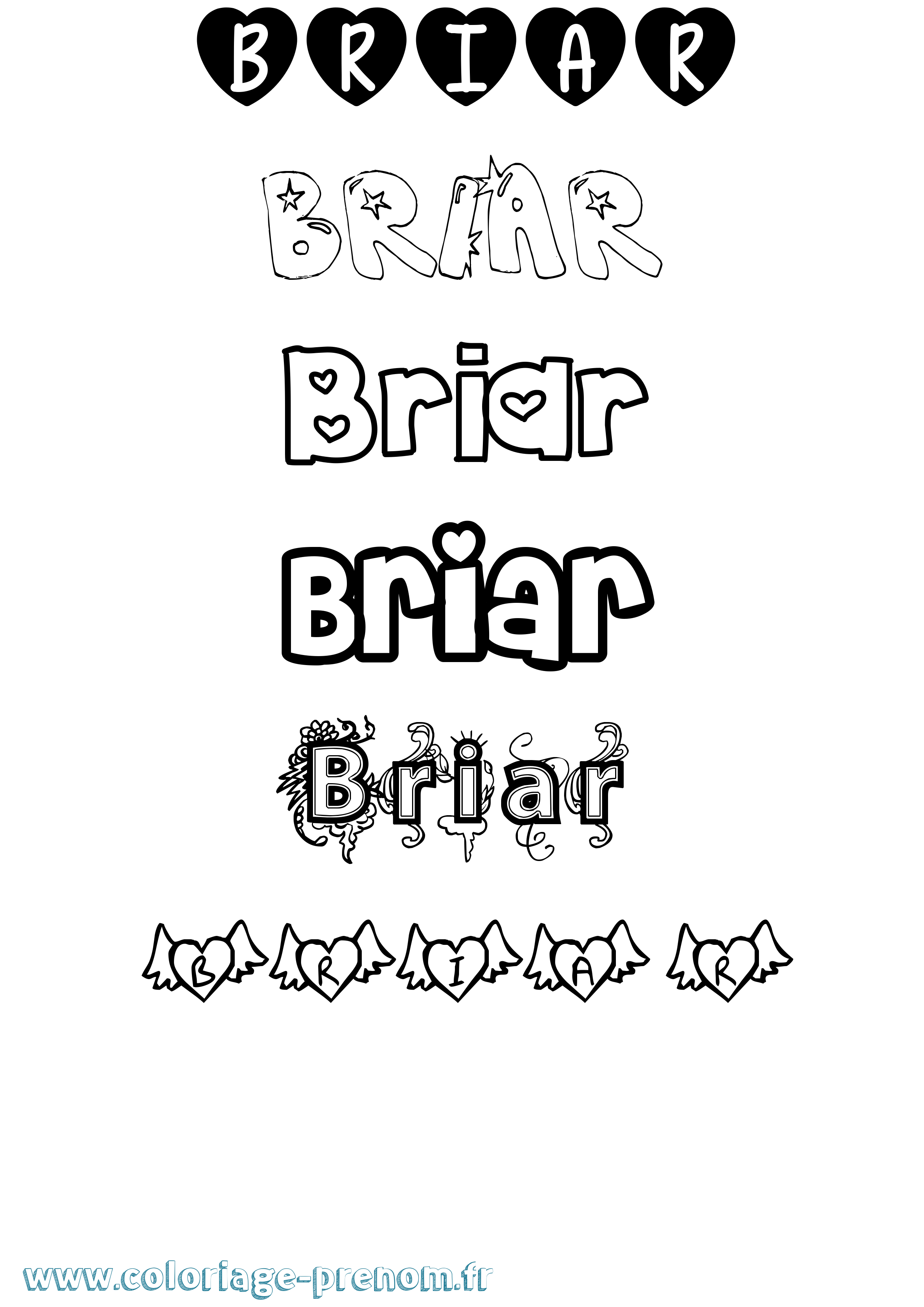 Coloriage prénom Briar Girly