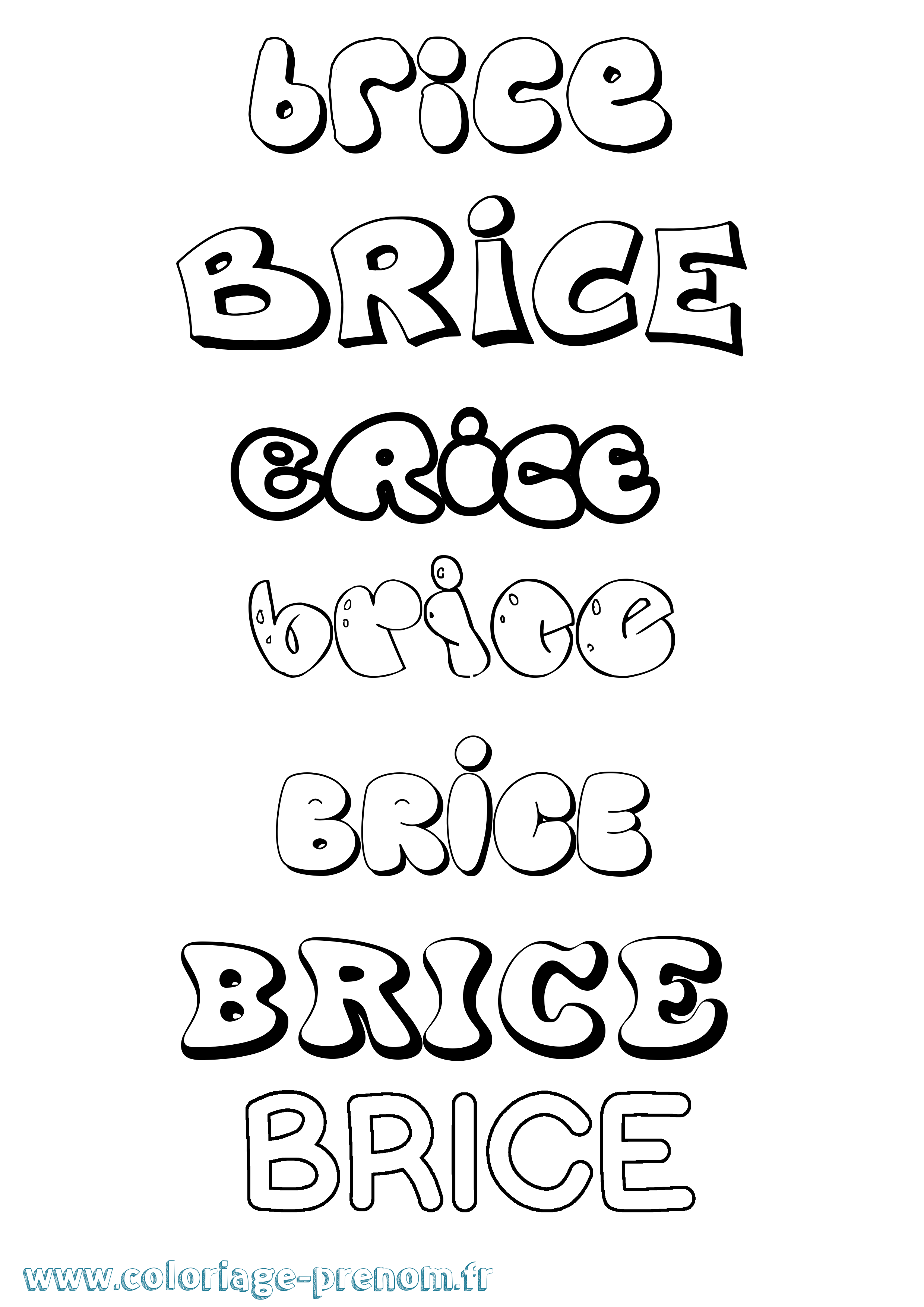 Coloriage prénom Brice Bubble