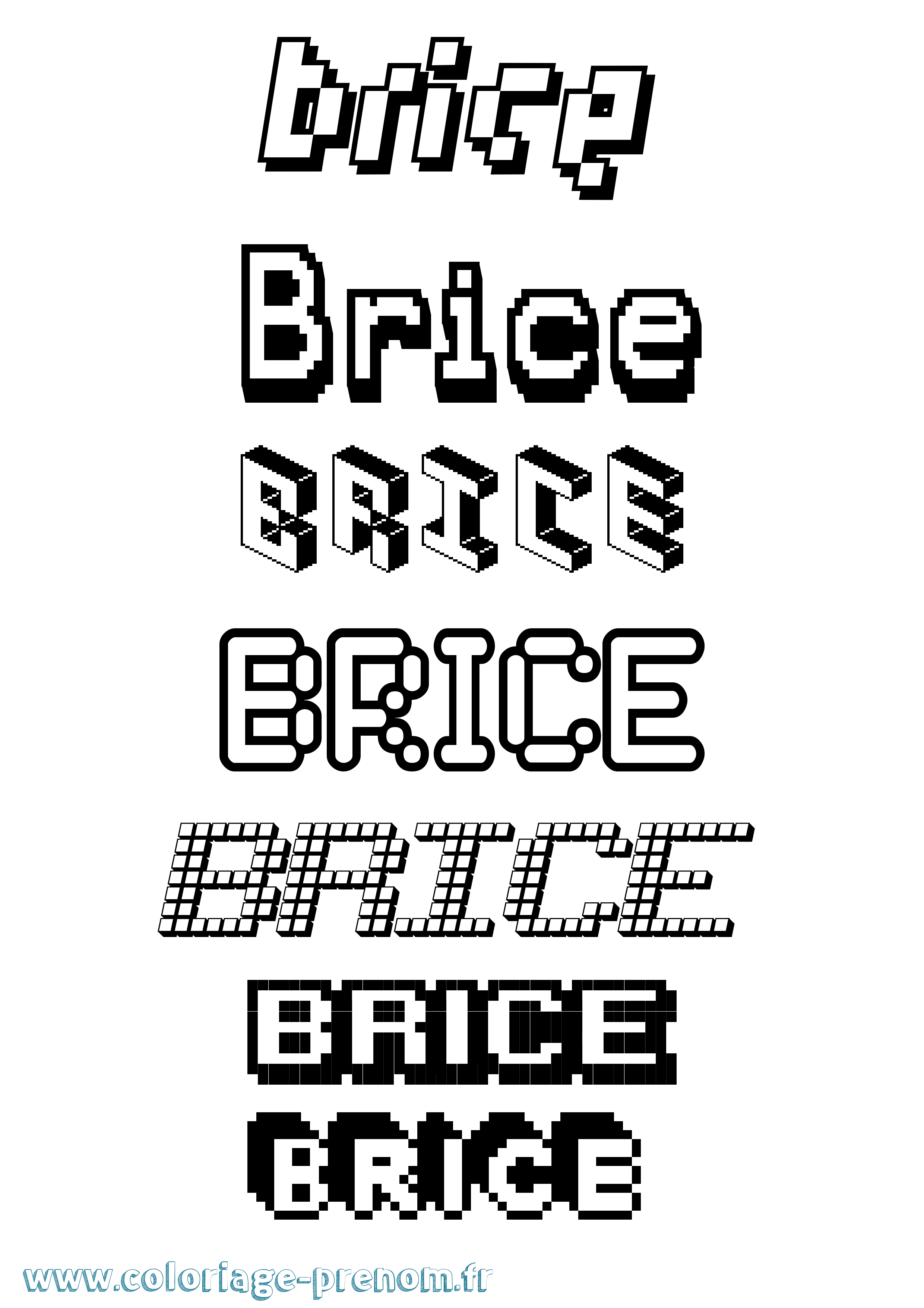 Coloriage prénom Brice Pixel