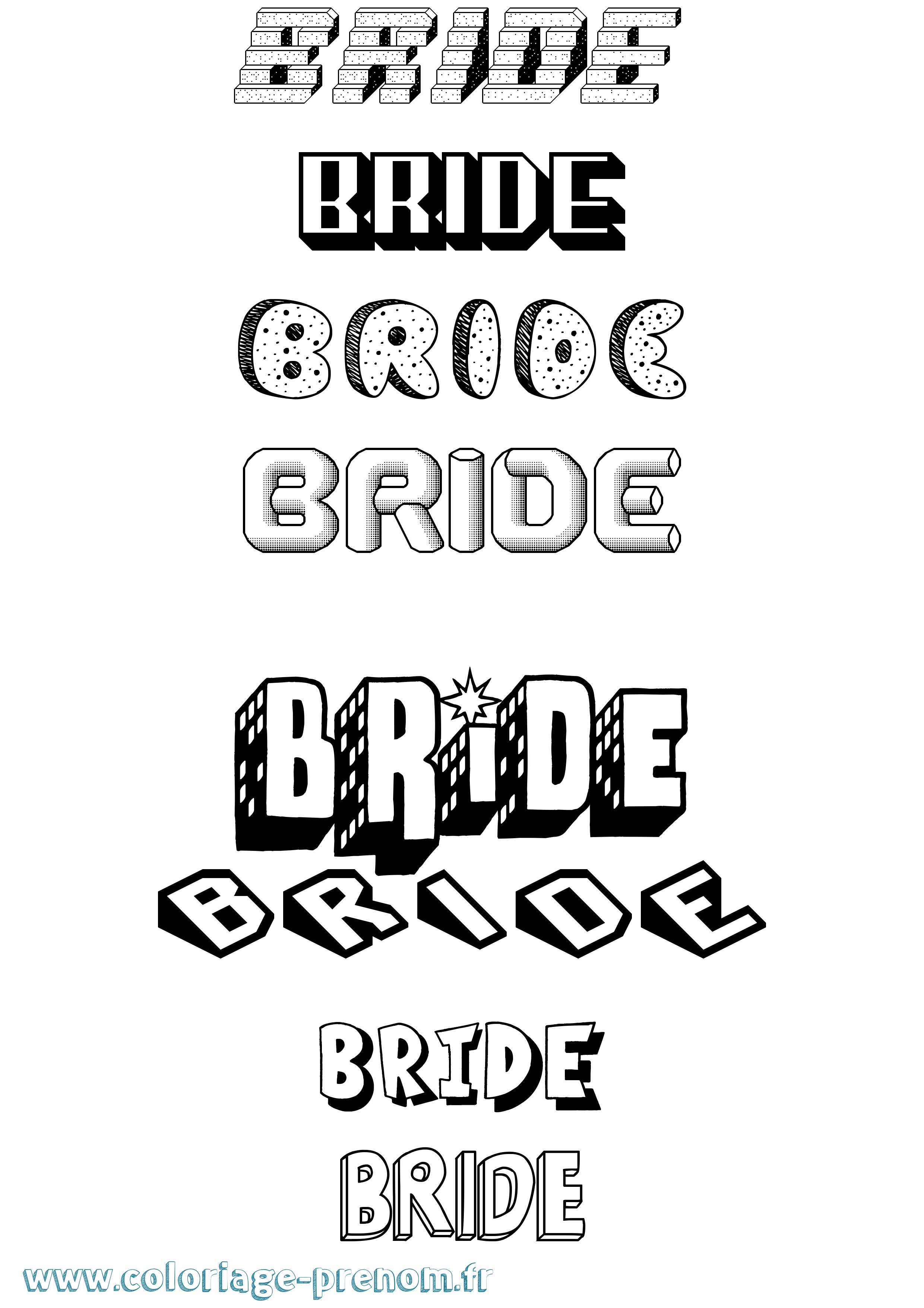 Coloriage prénom Bride Effet 3D