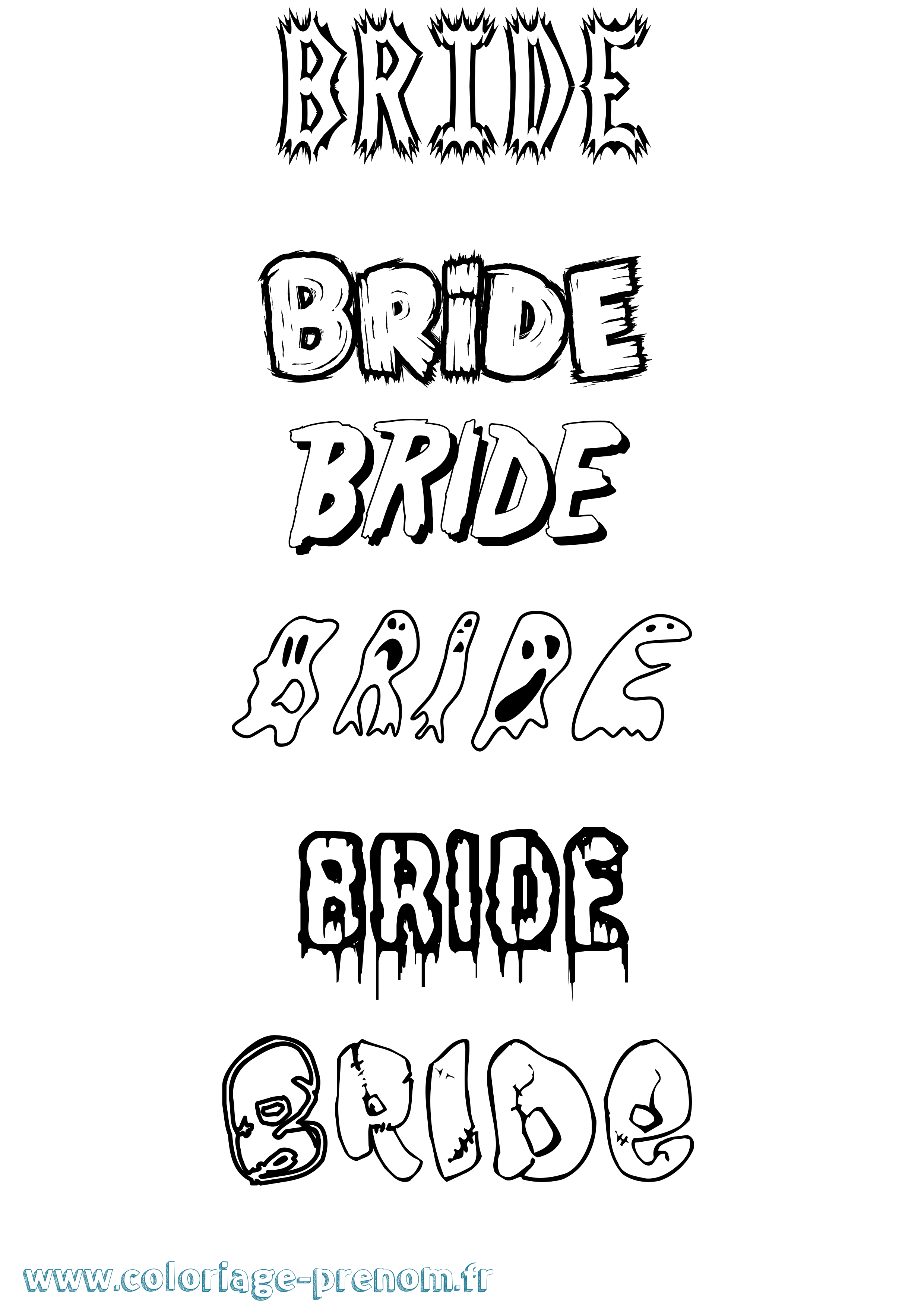 Coloriage prénom Bride Frisson