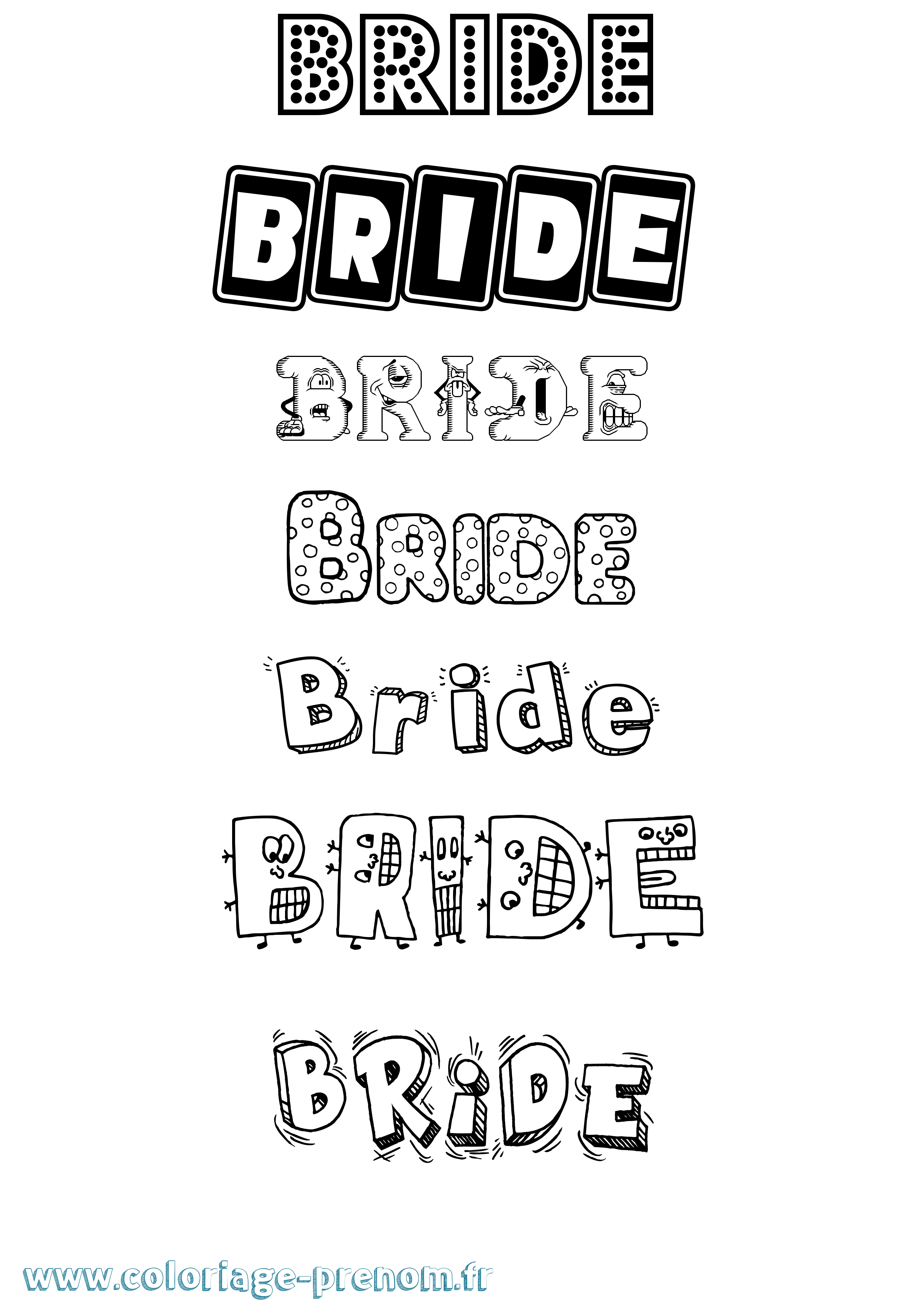 Coloriage prénom Bride Fun
