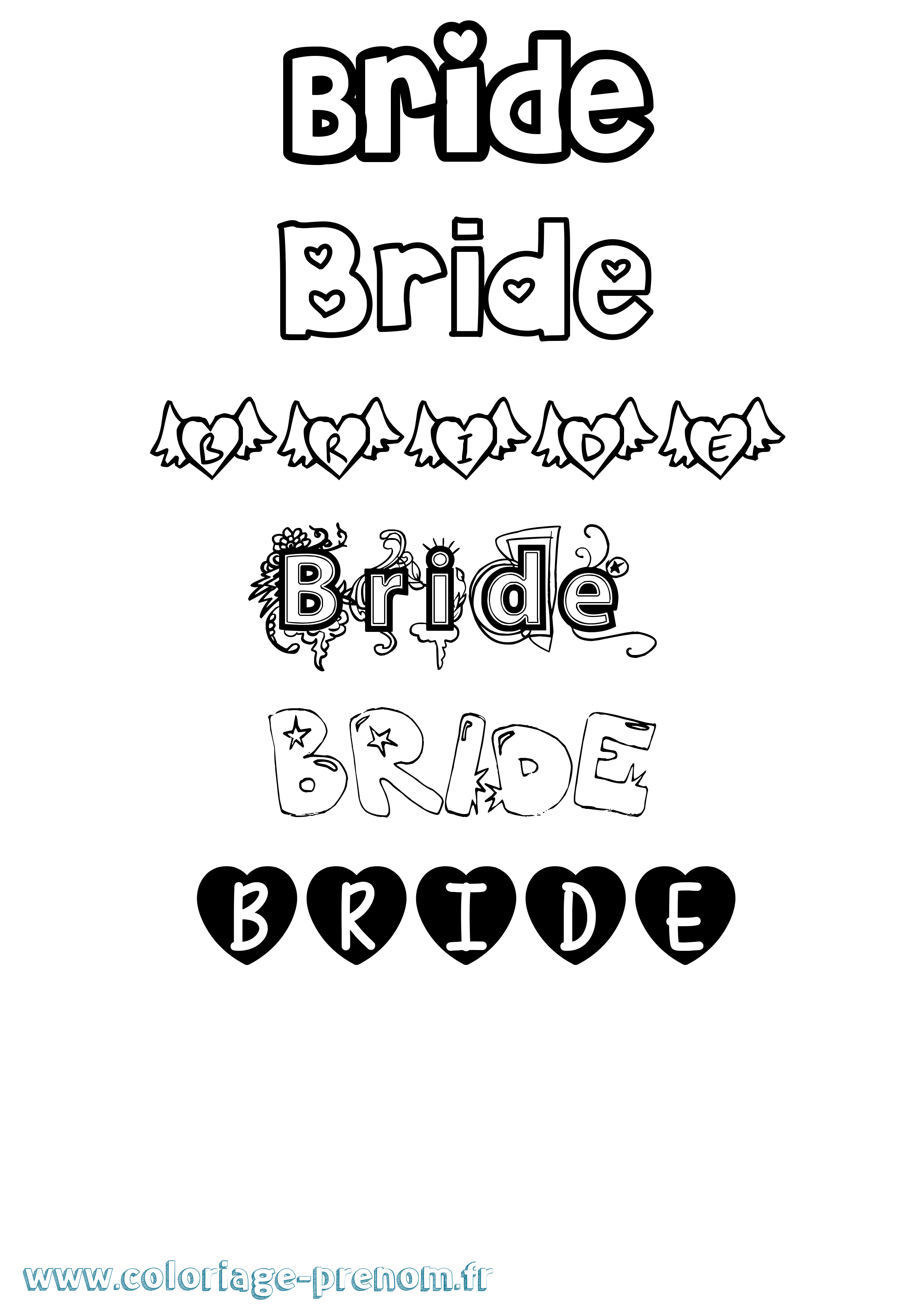 Coloriage prénom Bride Girly