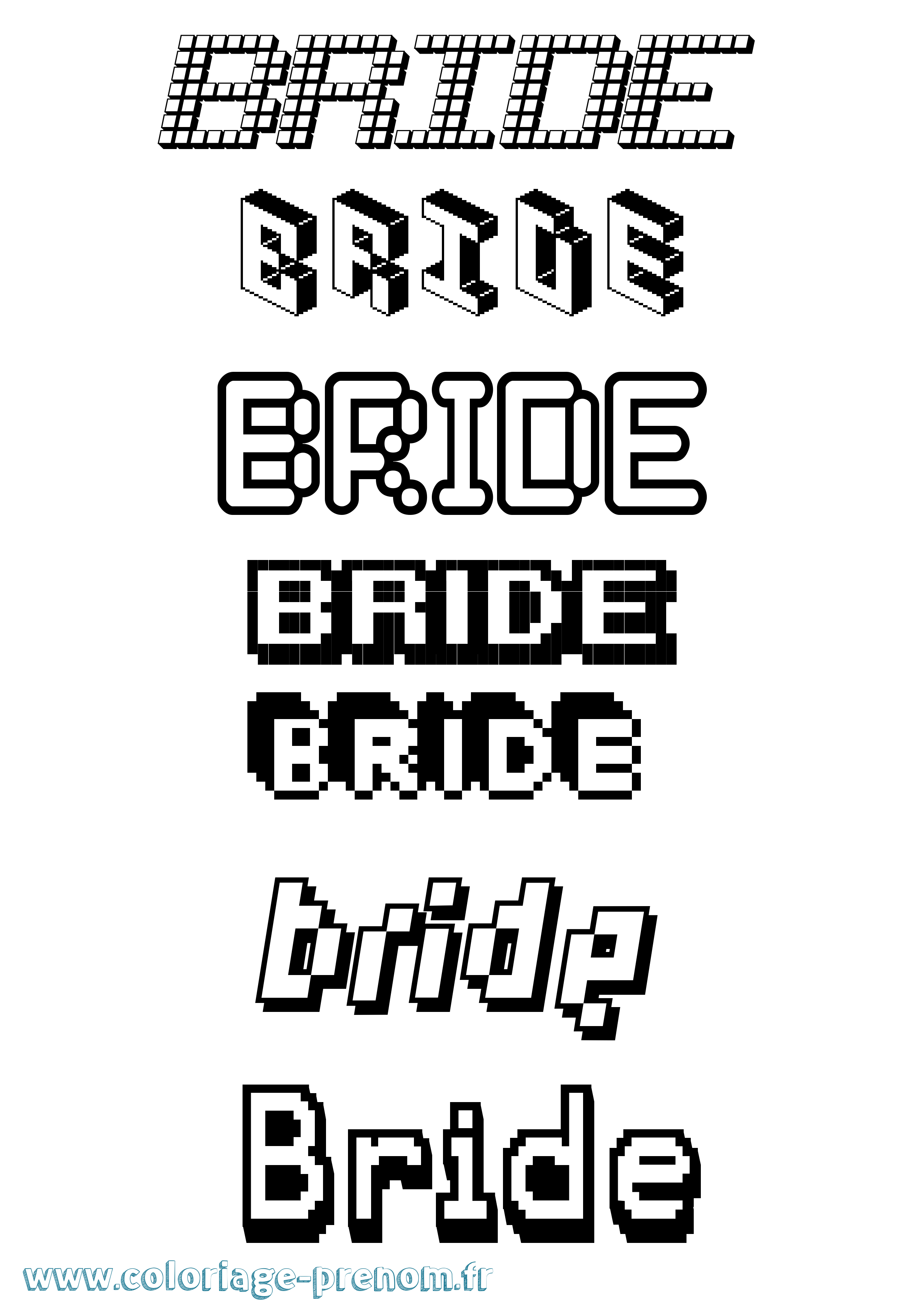 Coloriage prénom Bride Pixel