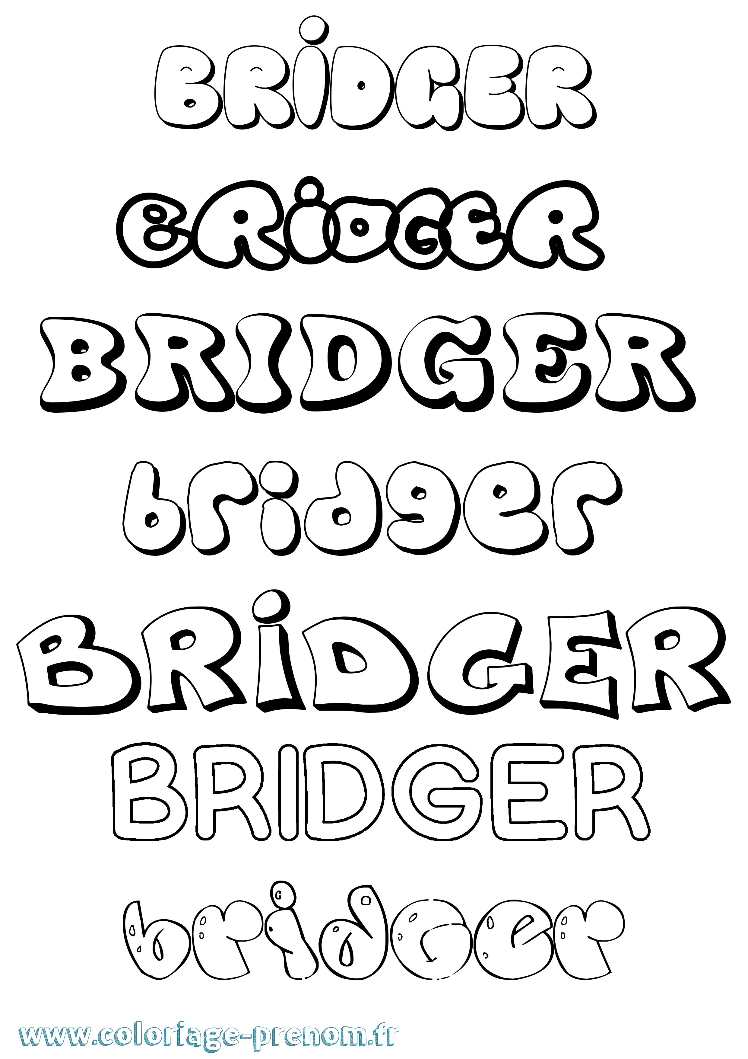 Coloriage prénom Bridger Bubble