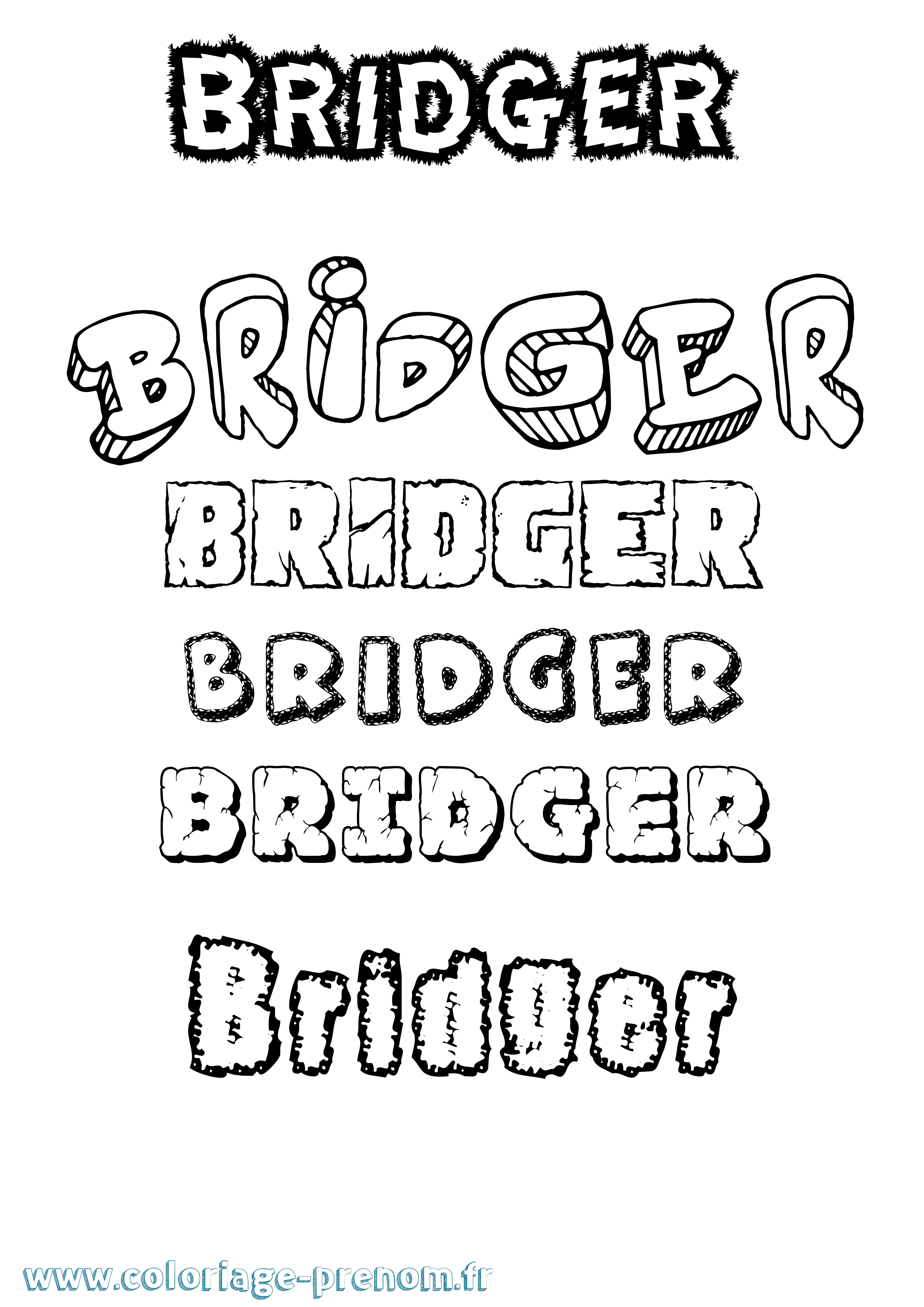 Coloriage prénom Bridger Destructuré