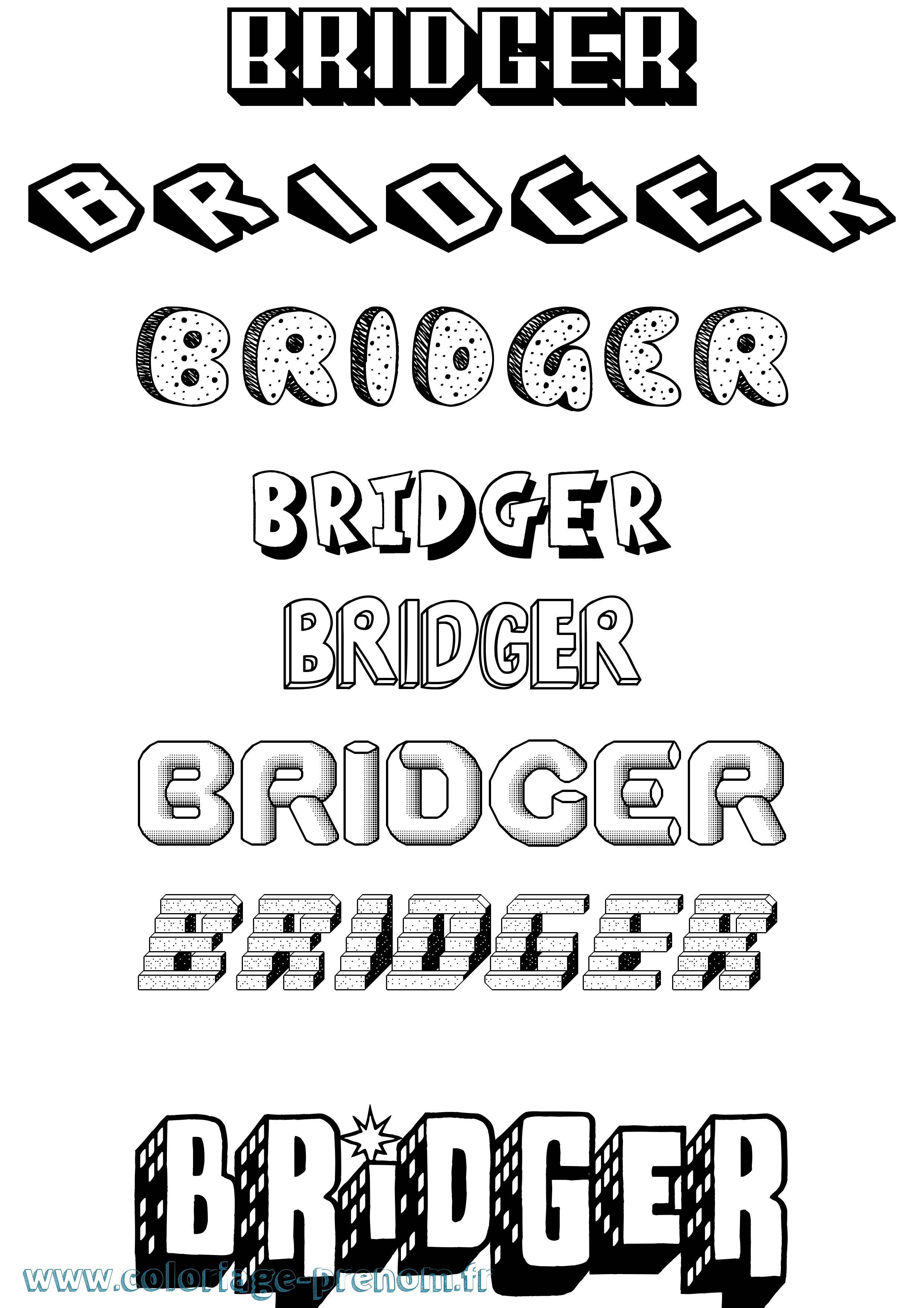 Coloriage prénom Bridger Effet 3D