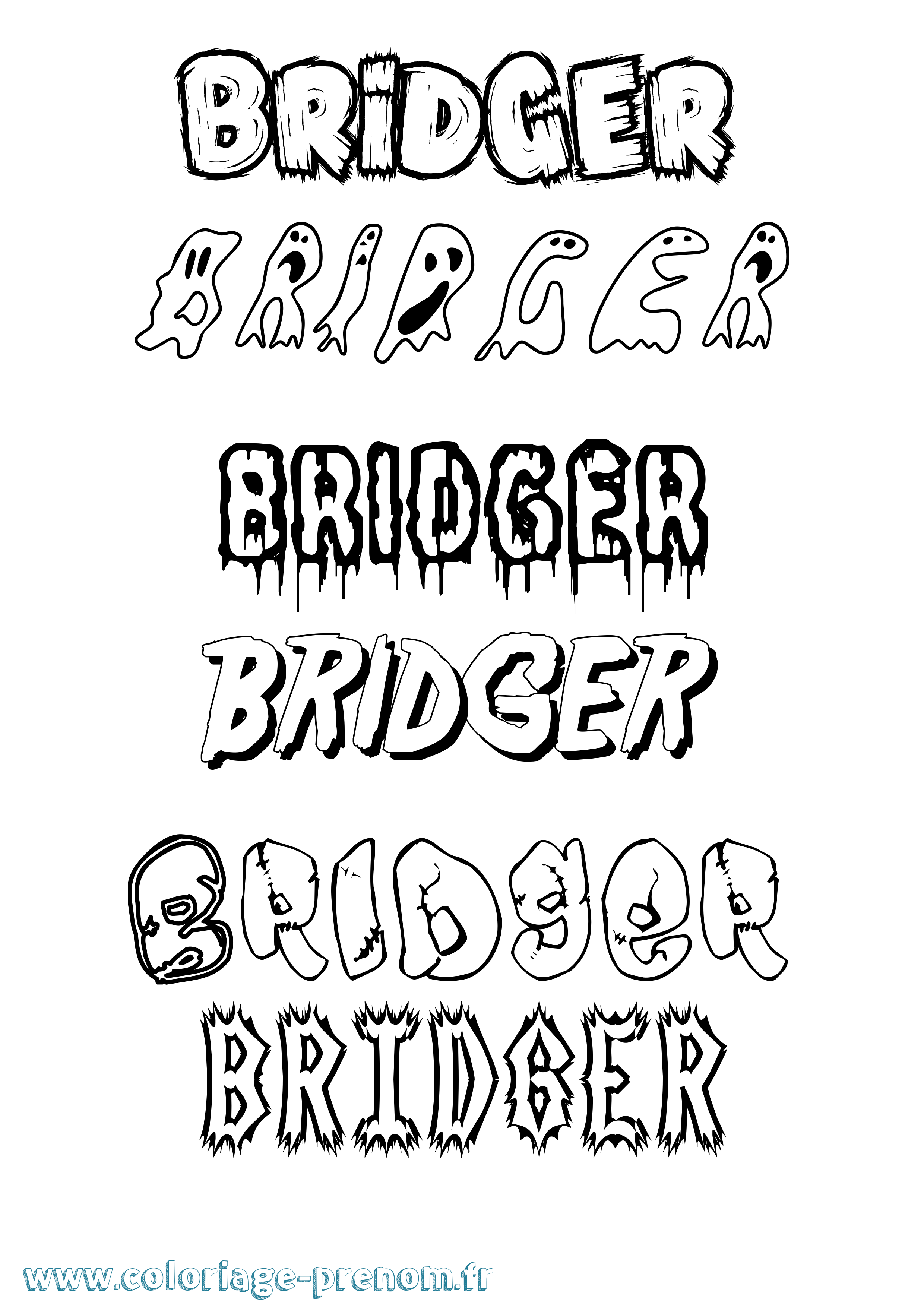 Coloriage prénom Bridger Frisson