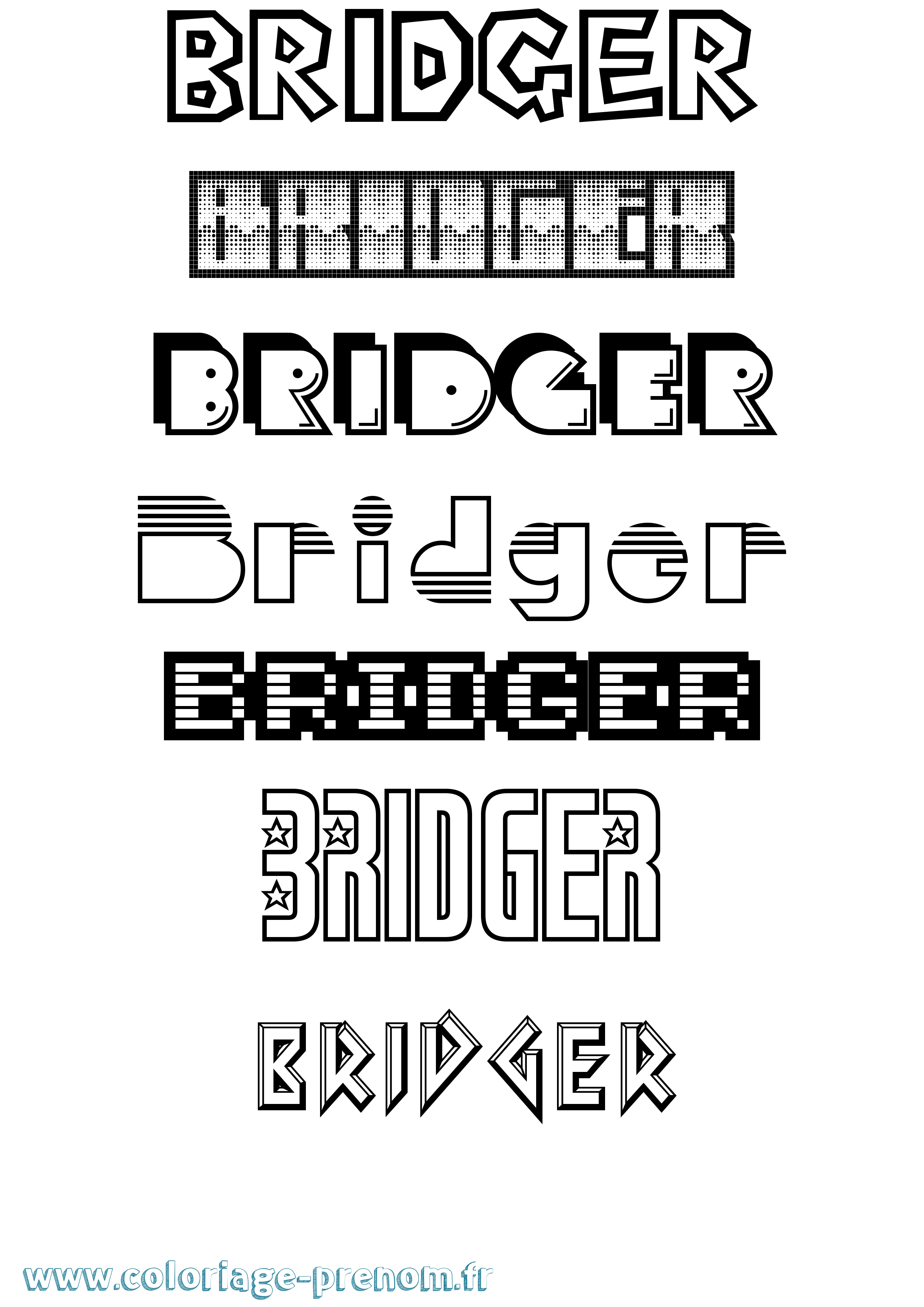 Coloriage prénom Bridger Jeux Vidéos