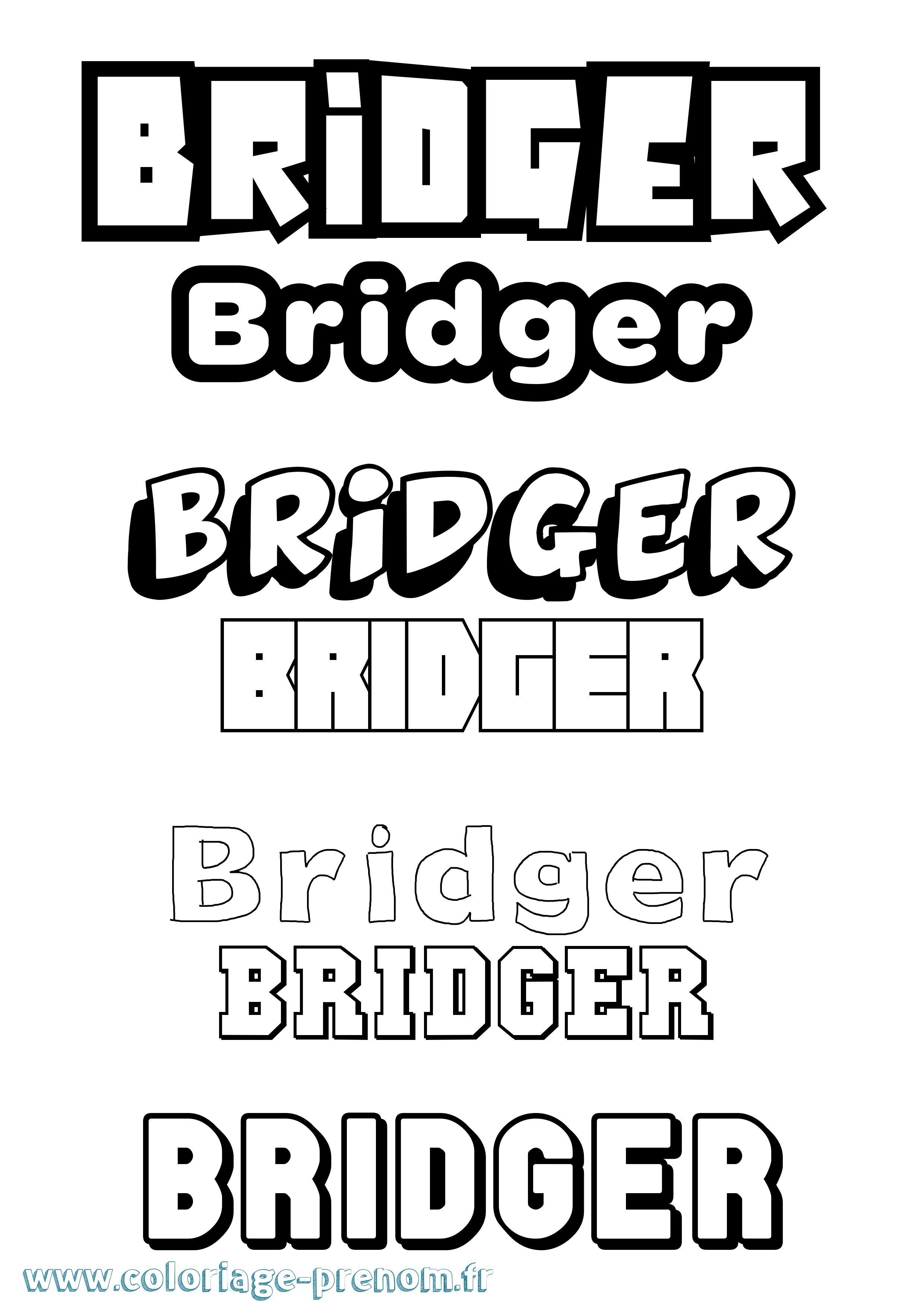 Coloriage prénom Bridger Simple