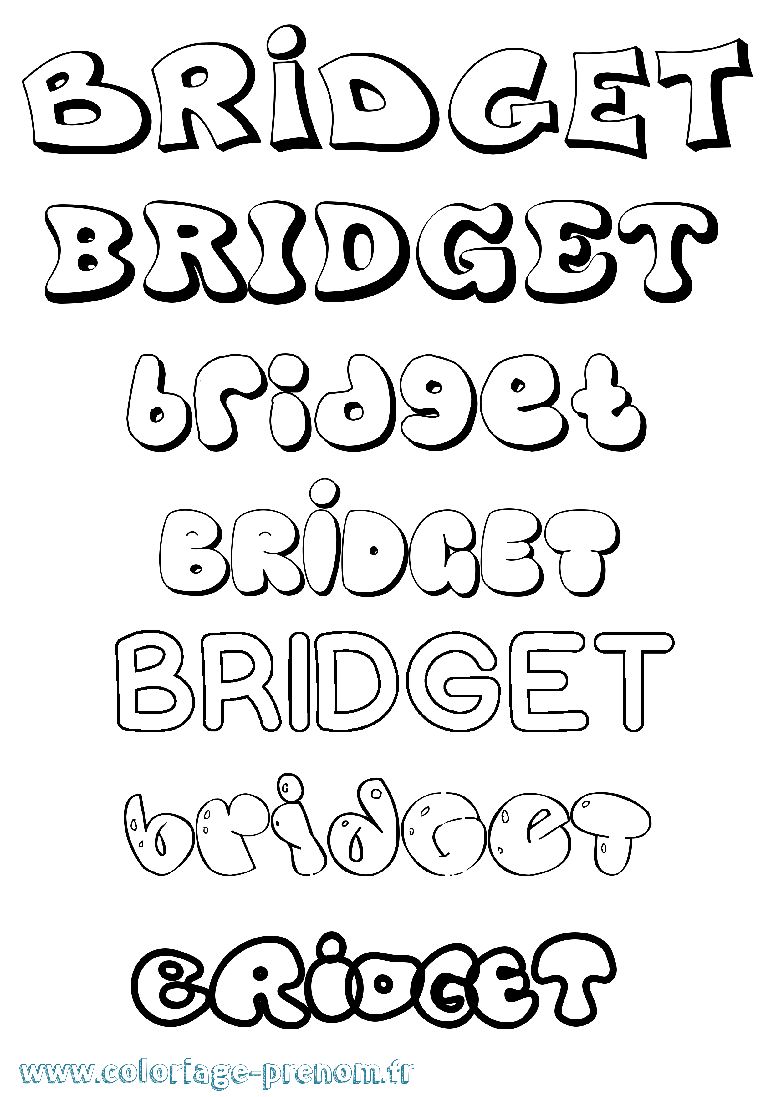 Coloriage prénom Bridget Bubble