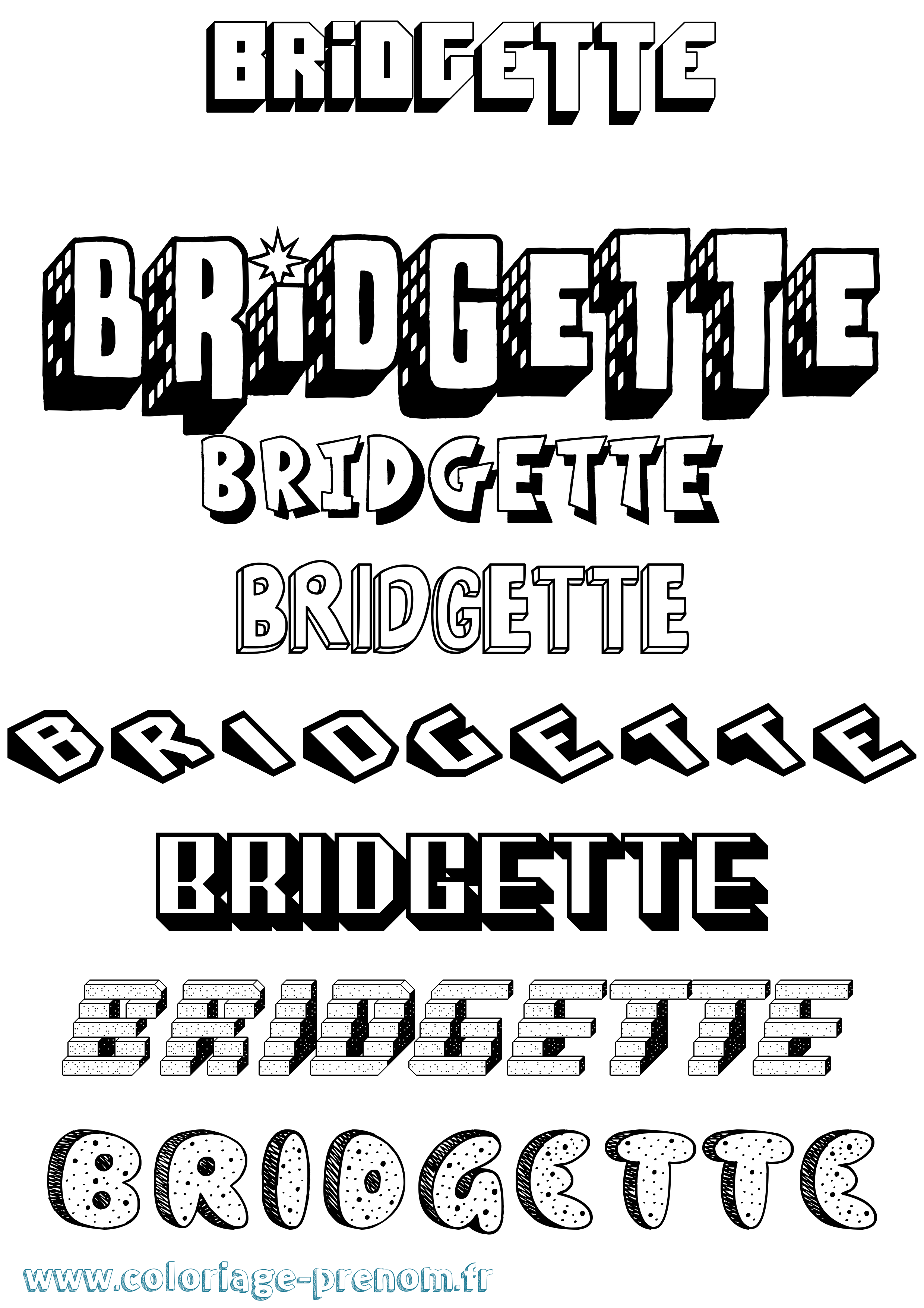 Coloriage prénom Bridgette Effet 3D