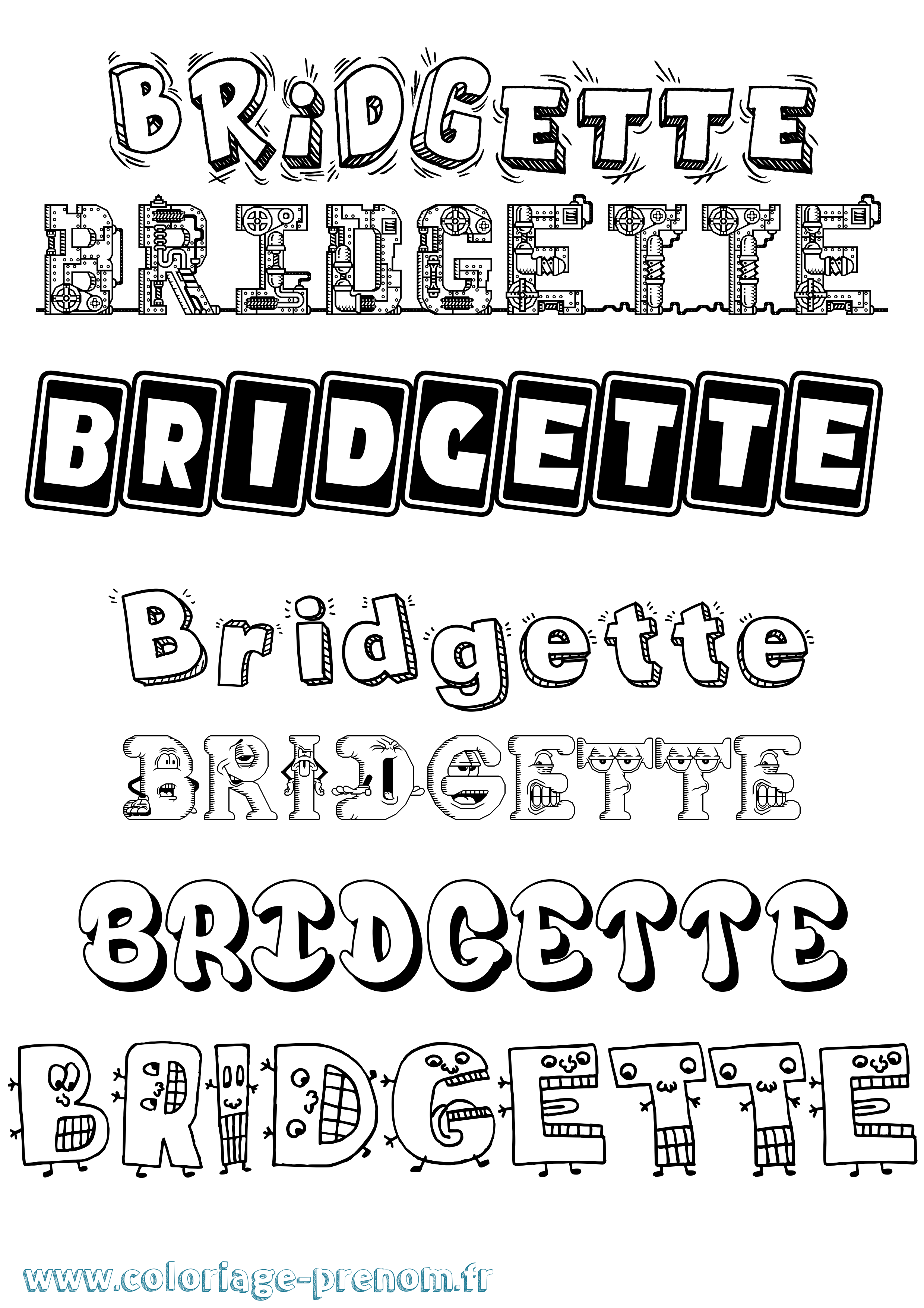 Coloriage prénom Bridgette Fun
