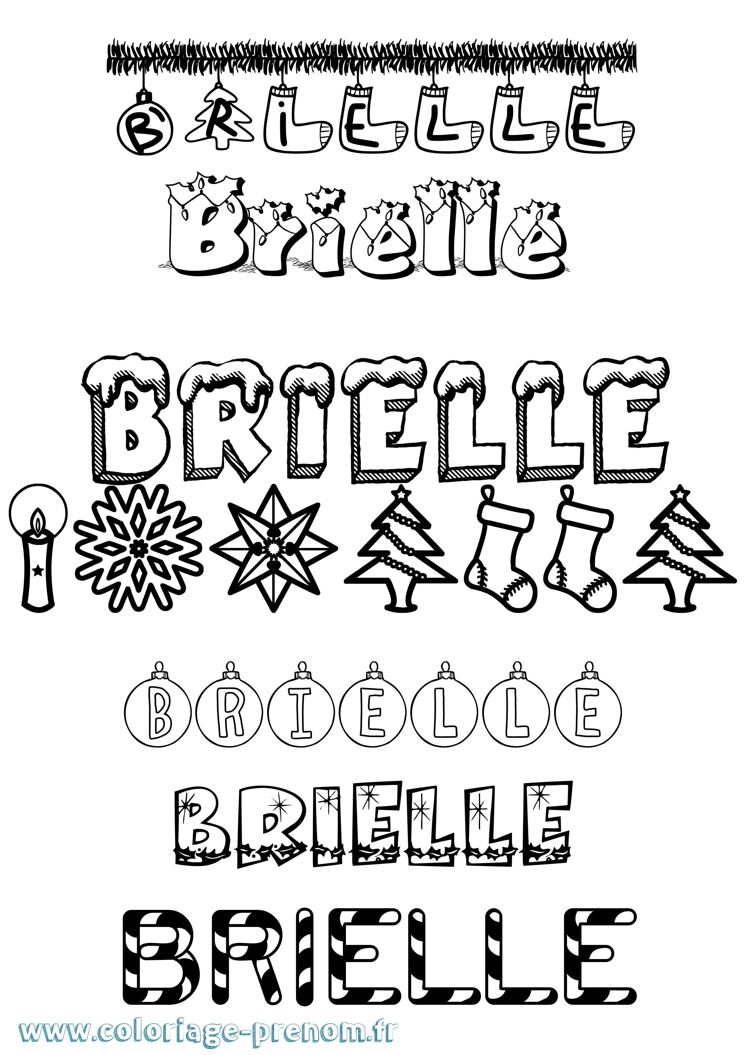 Coloriage prénom Brielle Noël