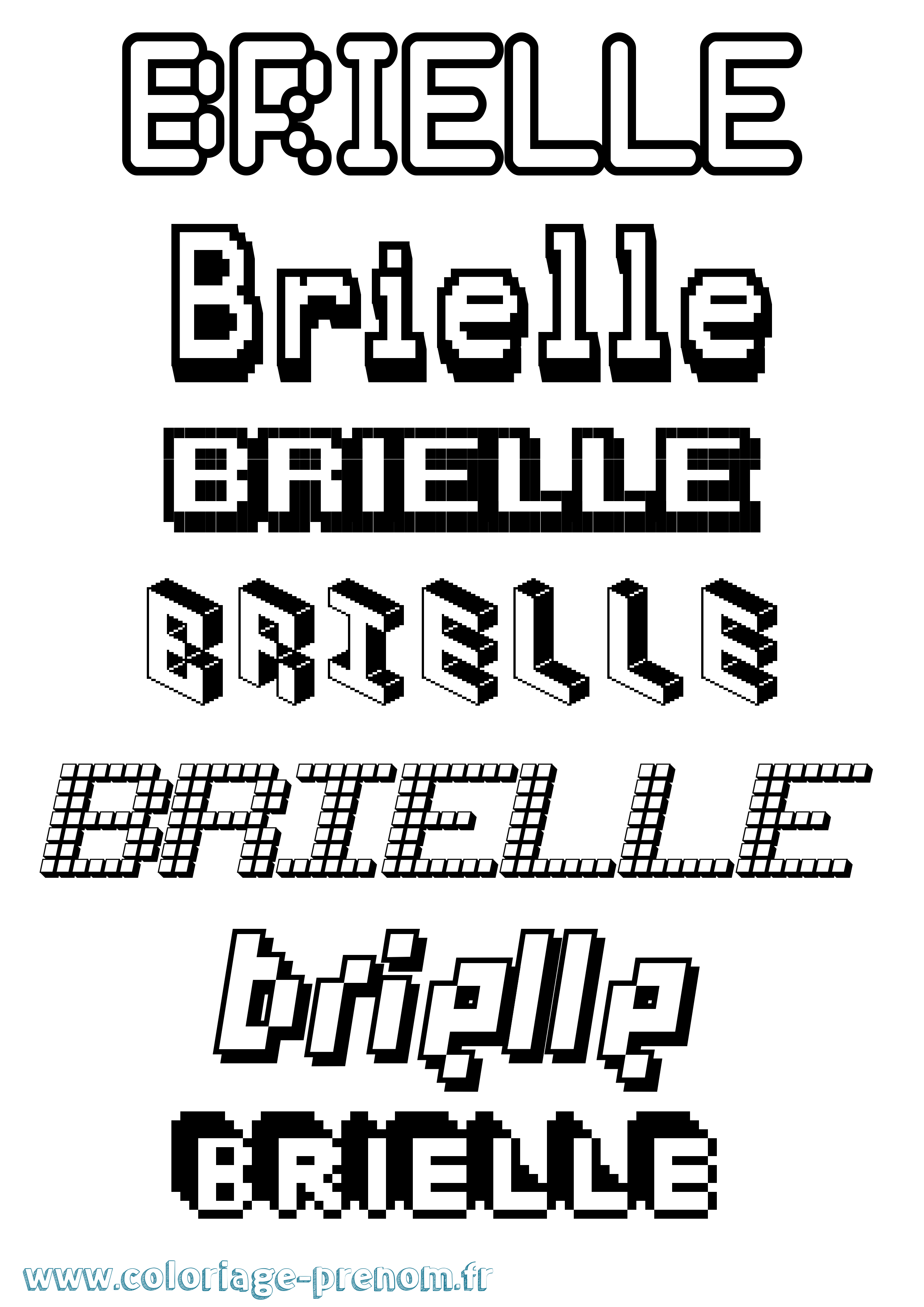 Coloriage prénom Brielle Pixel