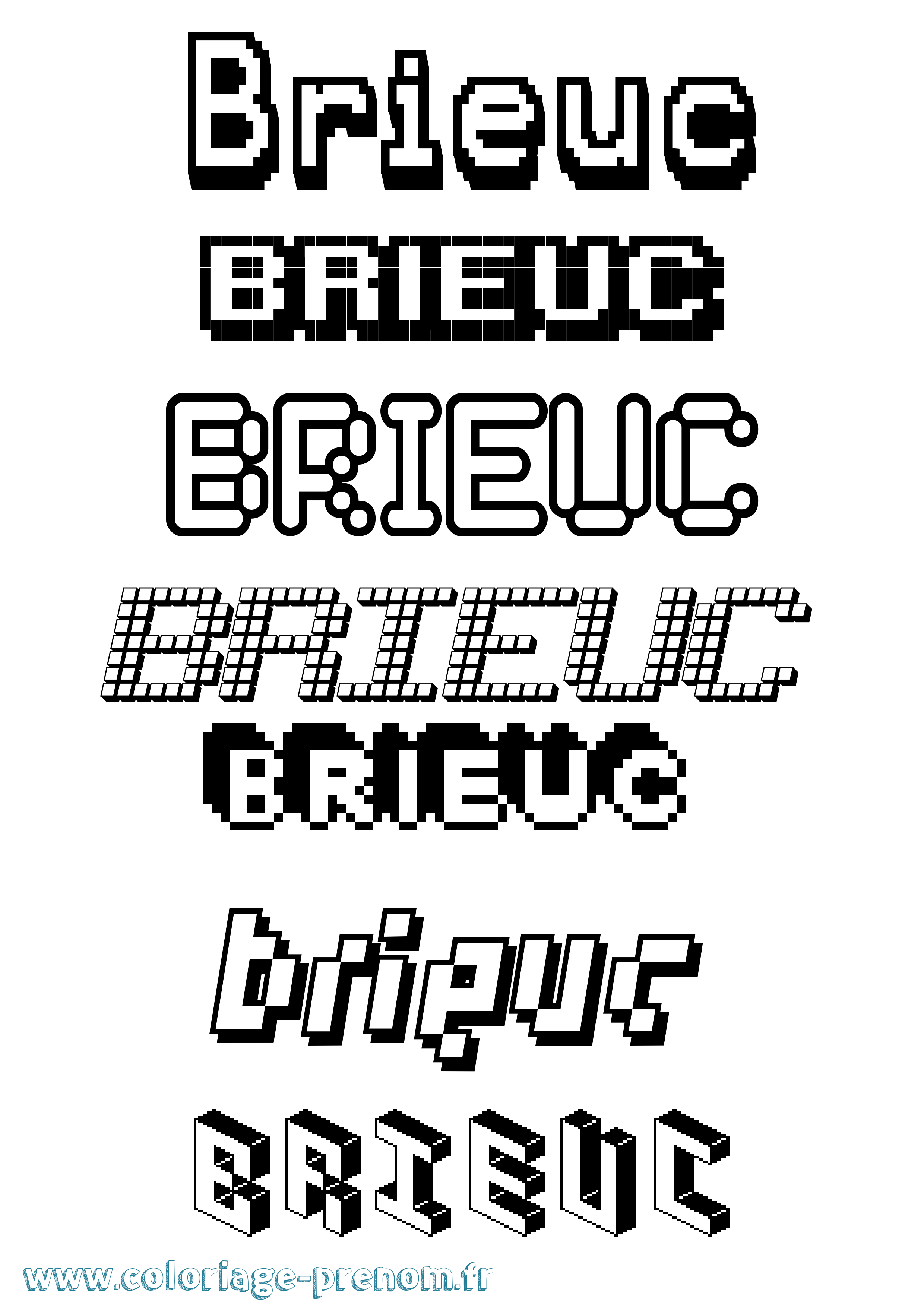 Coloriage prénom Brieuc Pixel