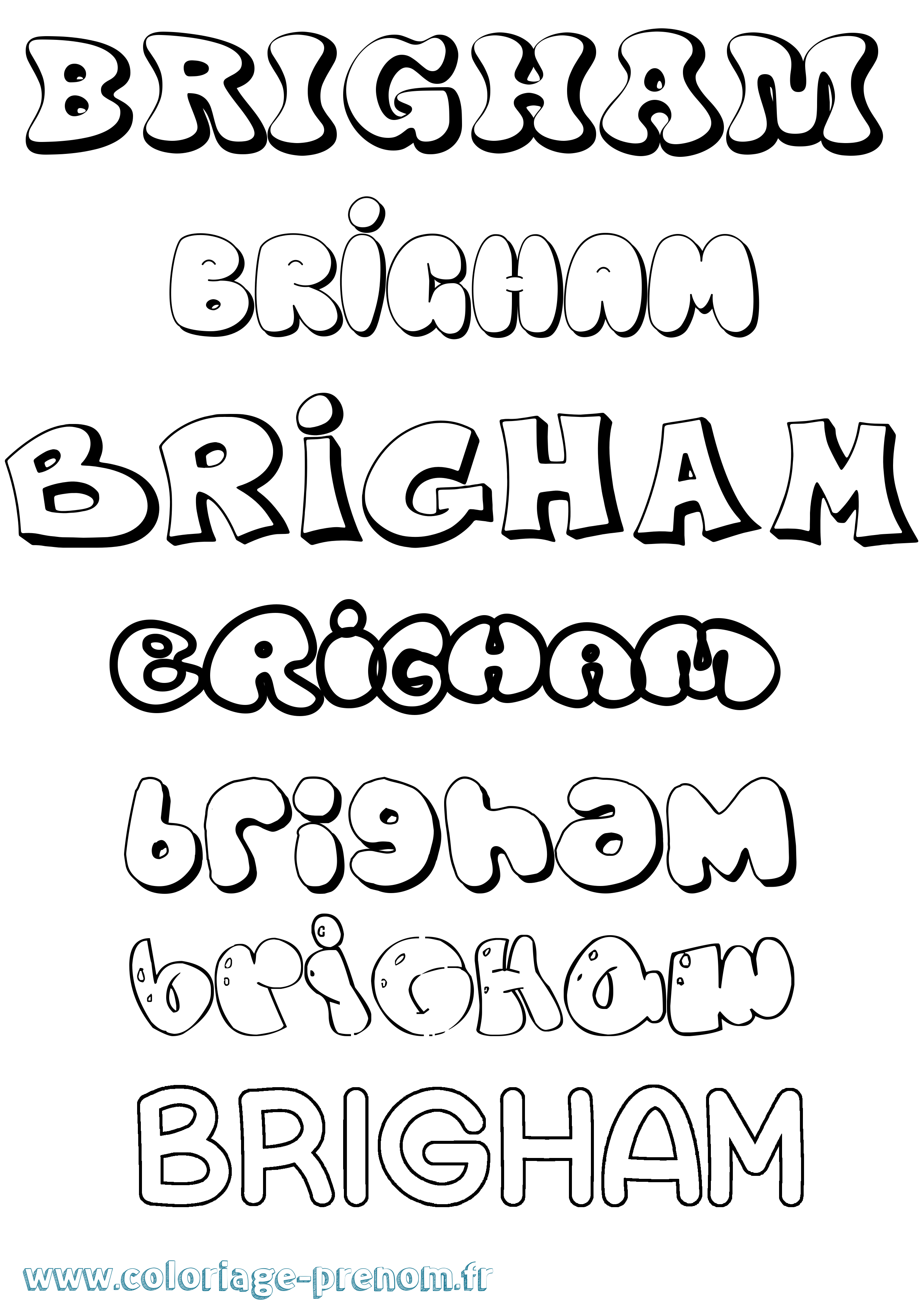 Coloriage prénom Brigham Bubble