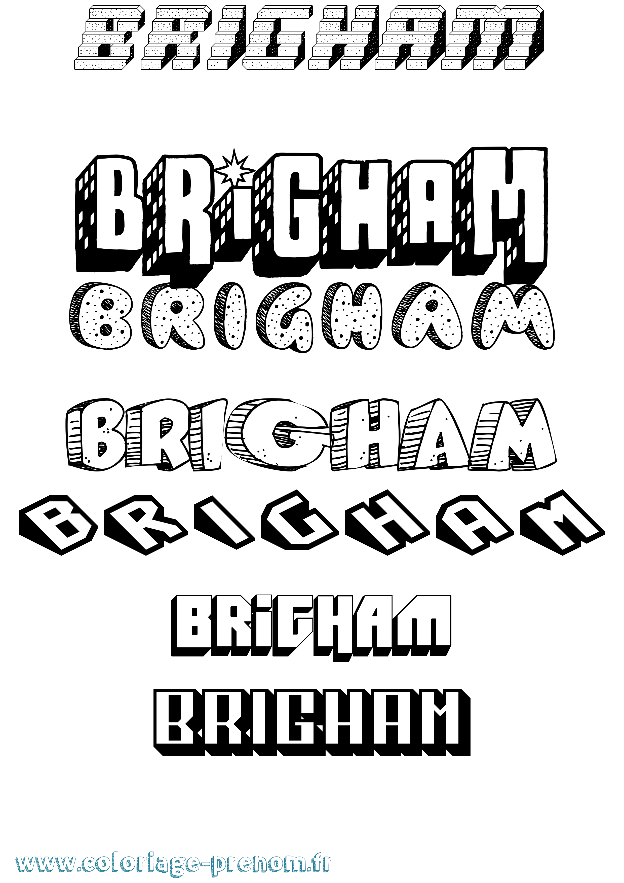Coloriage prénom Brigham Effet 3D