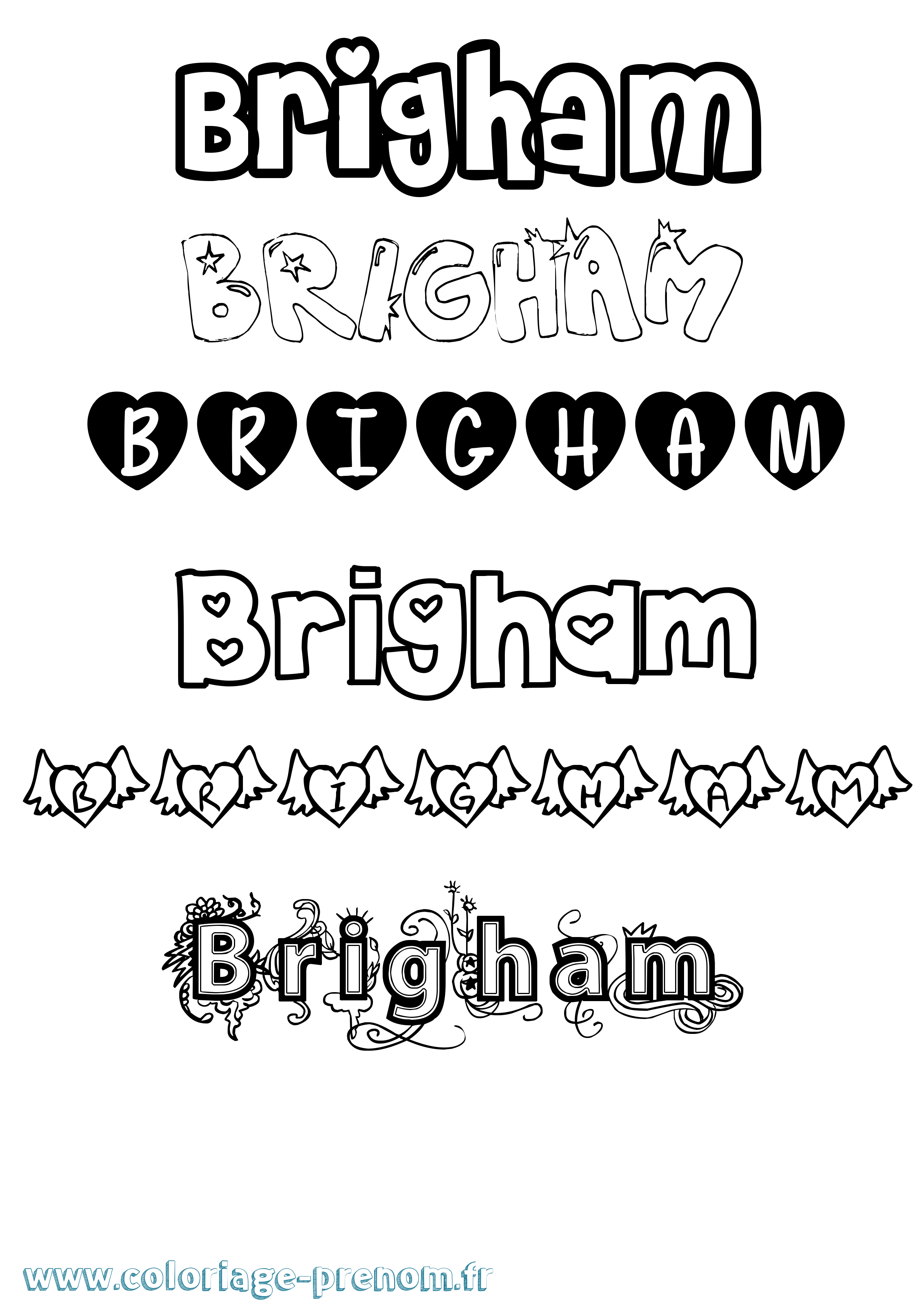 Coloriage prénom Brigham Girly