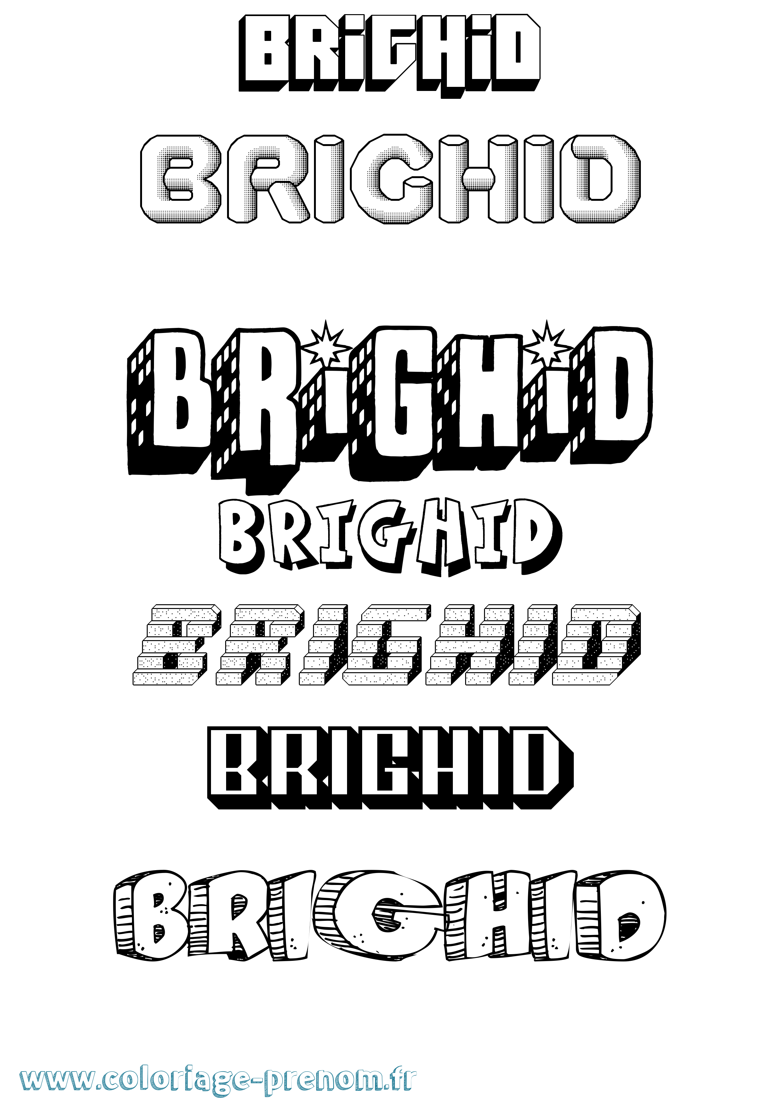 Coloriage prénom Brighid Effet 3D