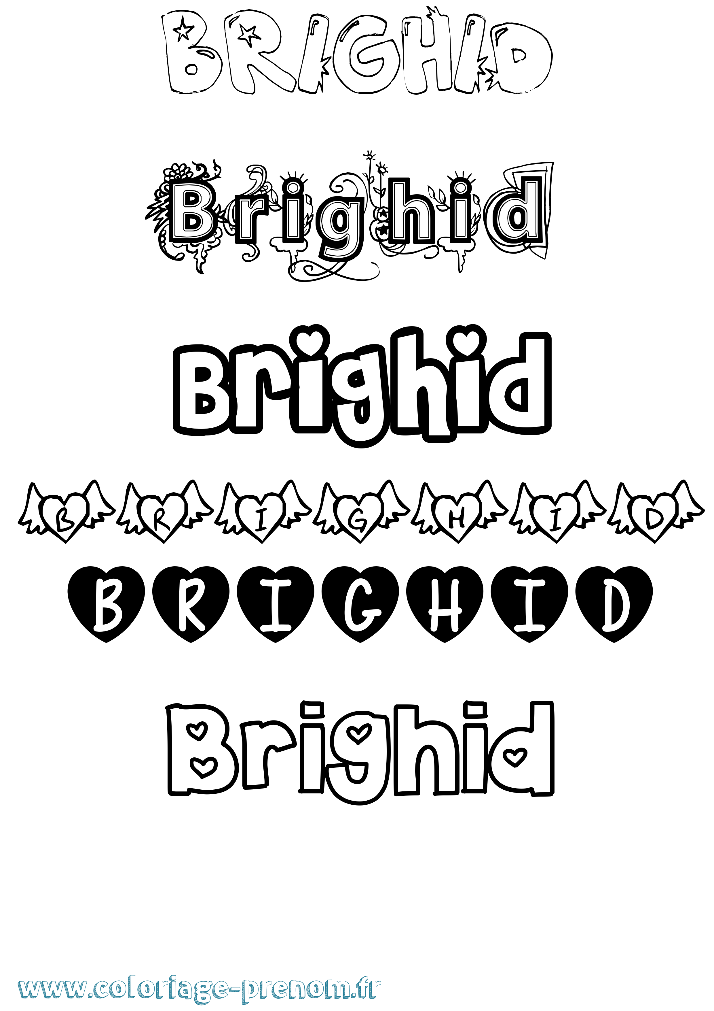 Coloriage prénom Brighid Girly