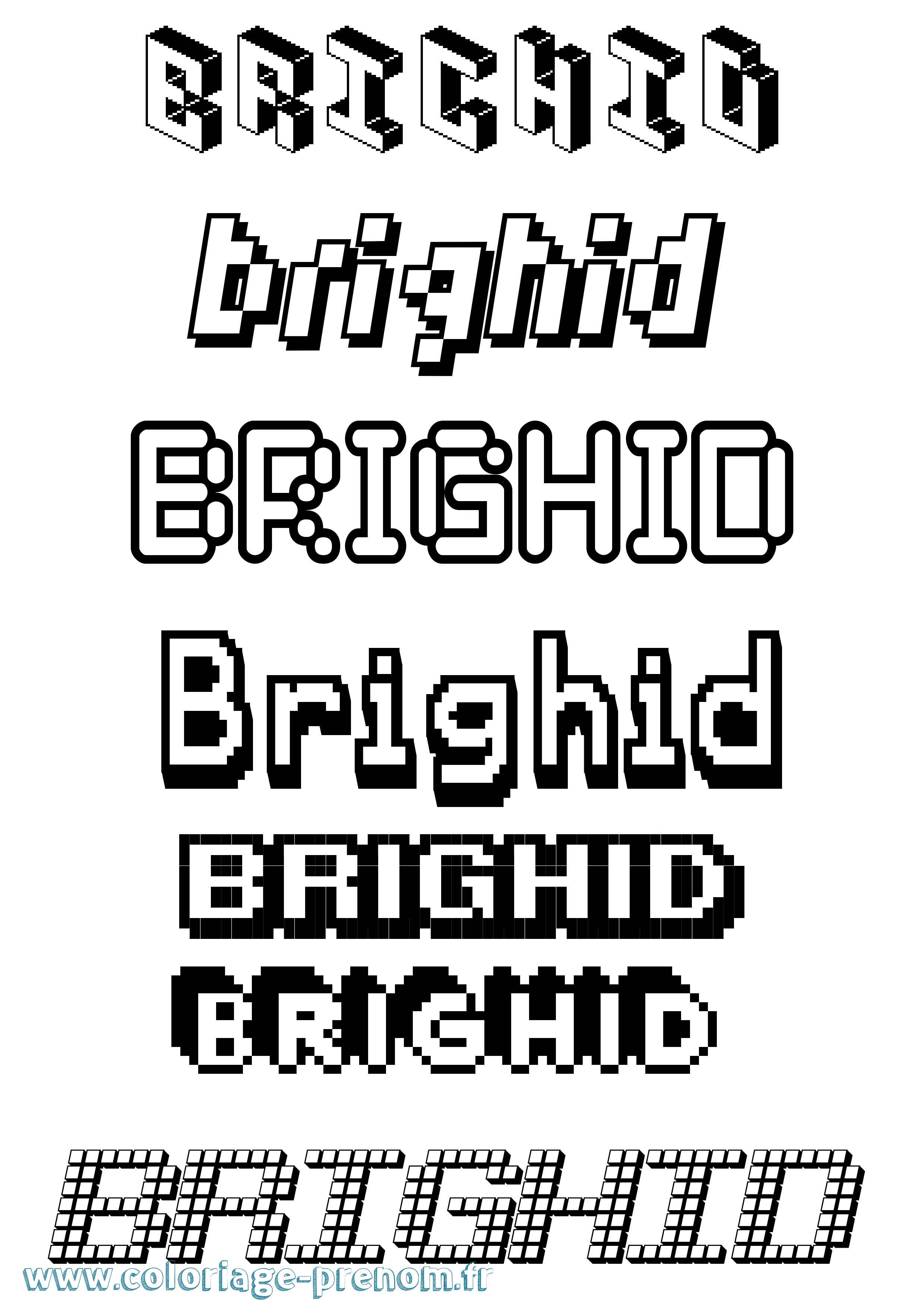 Coloriage prénom Brighid Pixel