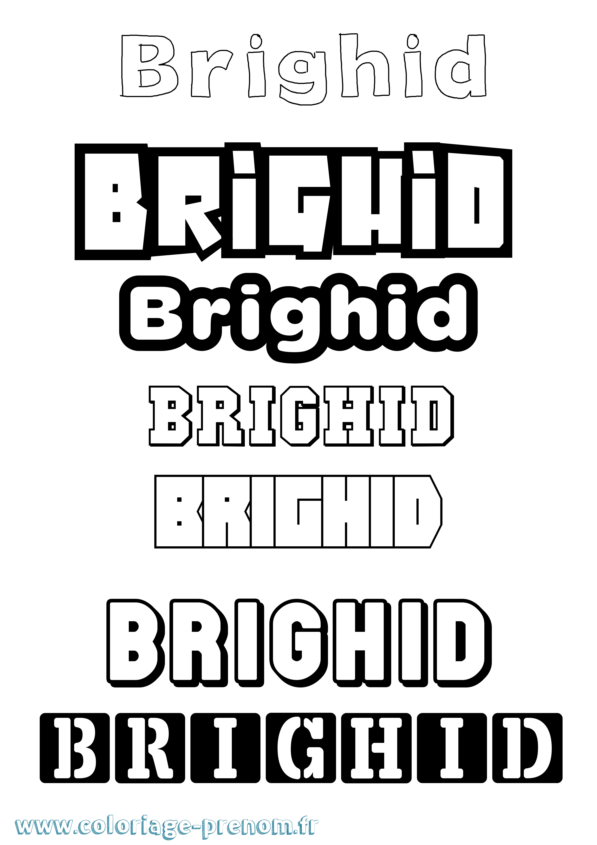 Coloriage prénom Brighid Simple