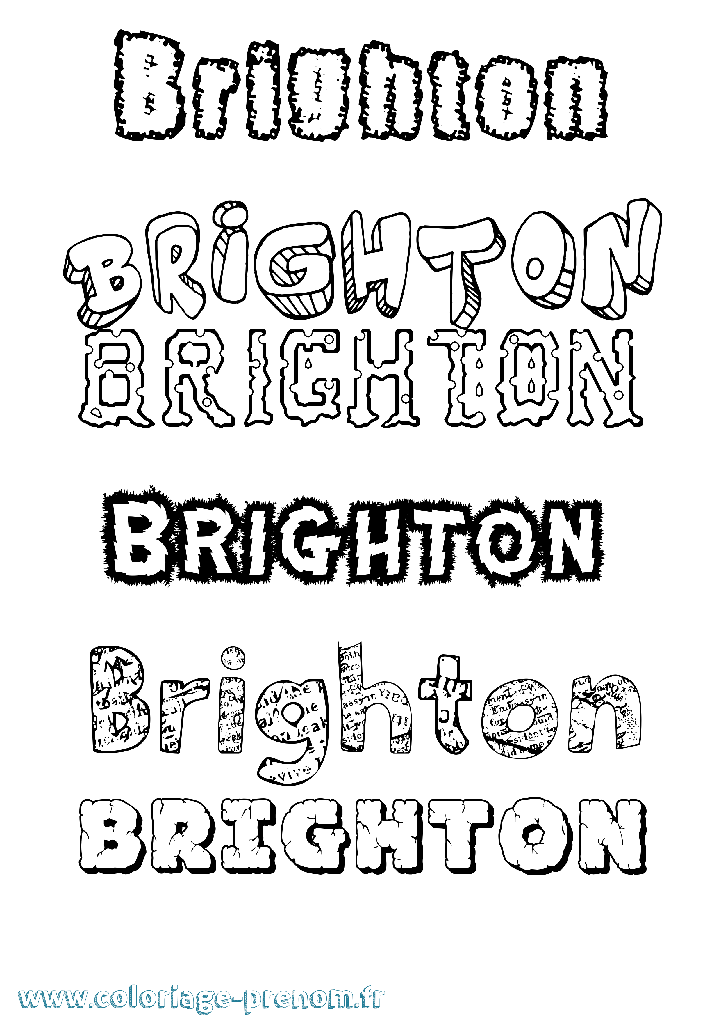 Coloriage prénom Brighton Destructuré
