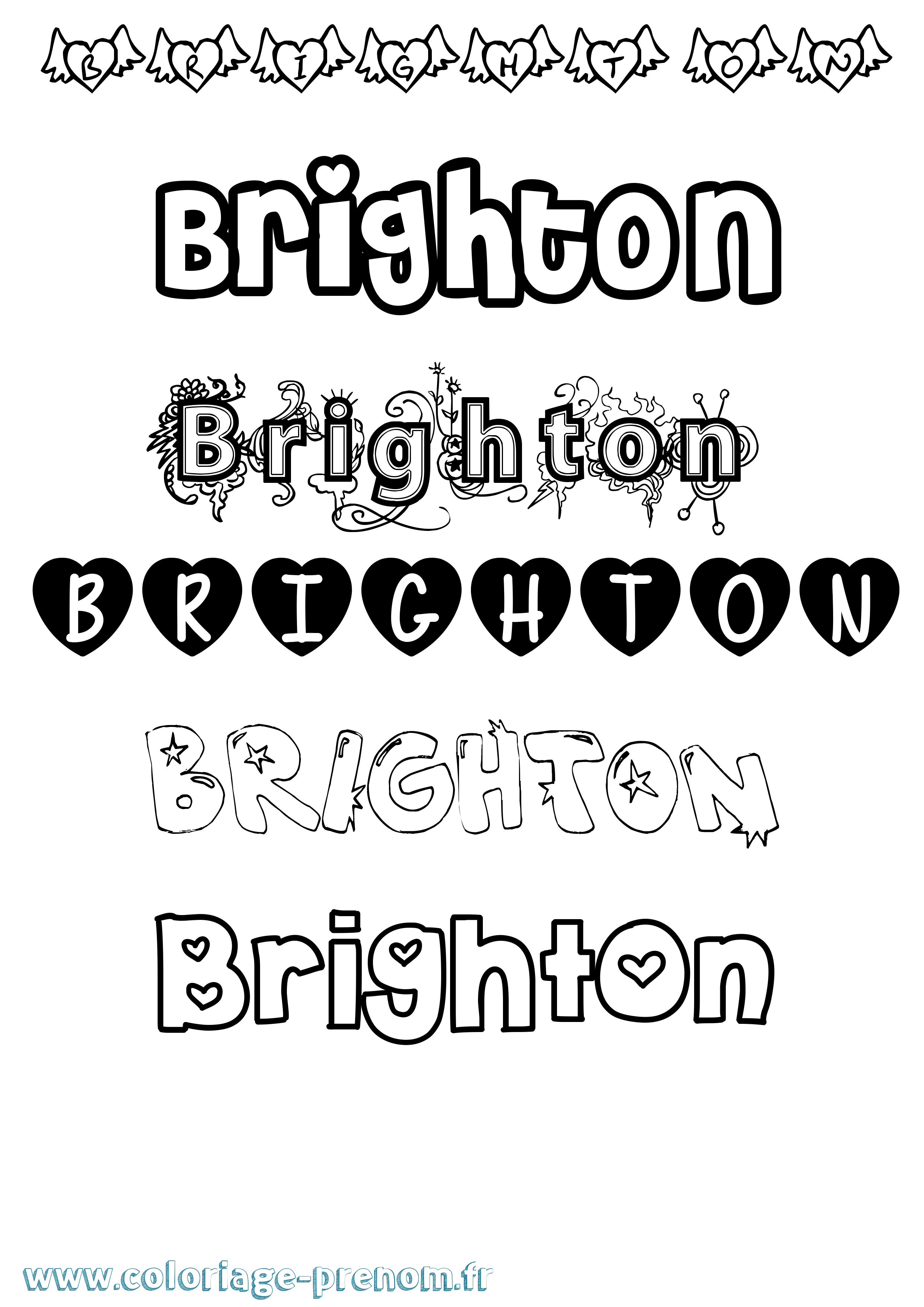 Coloriage prénom Brighton Girly