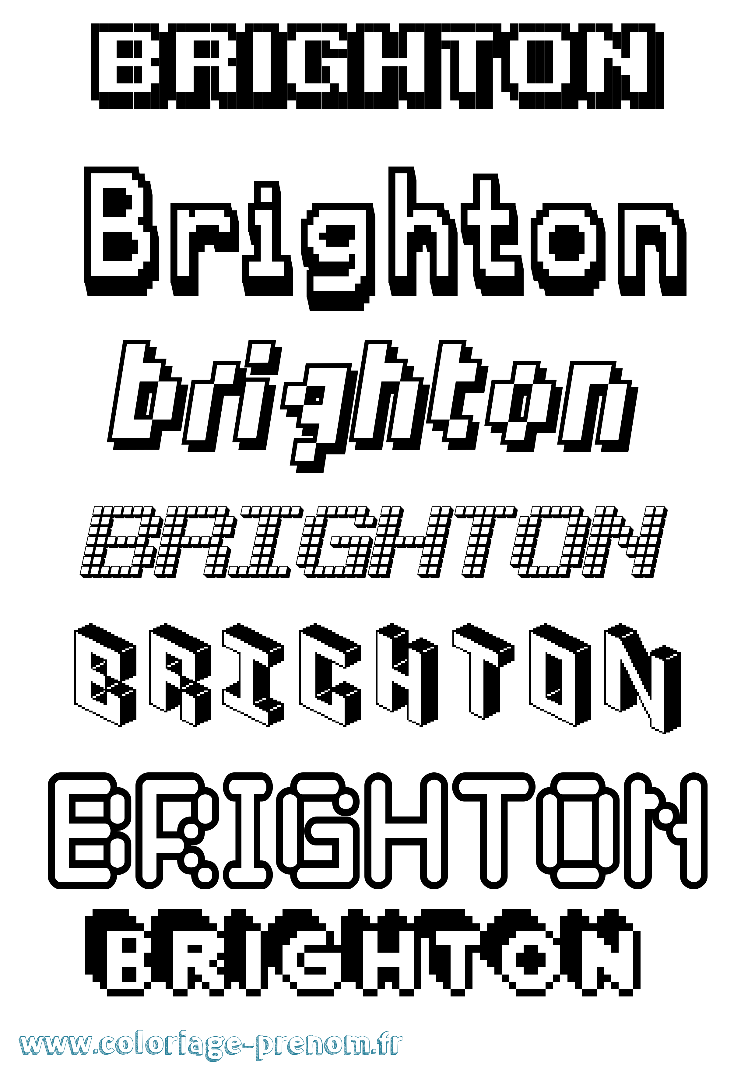 Coloriage prénom Brighton Pixel