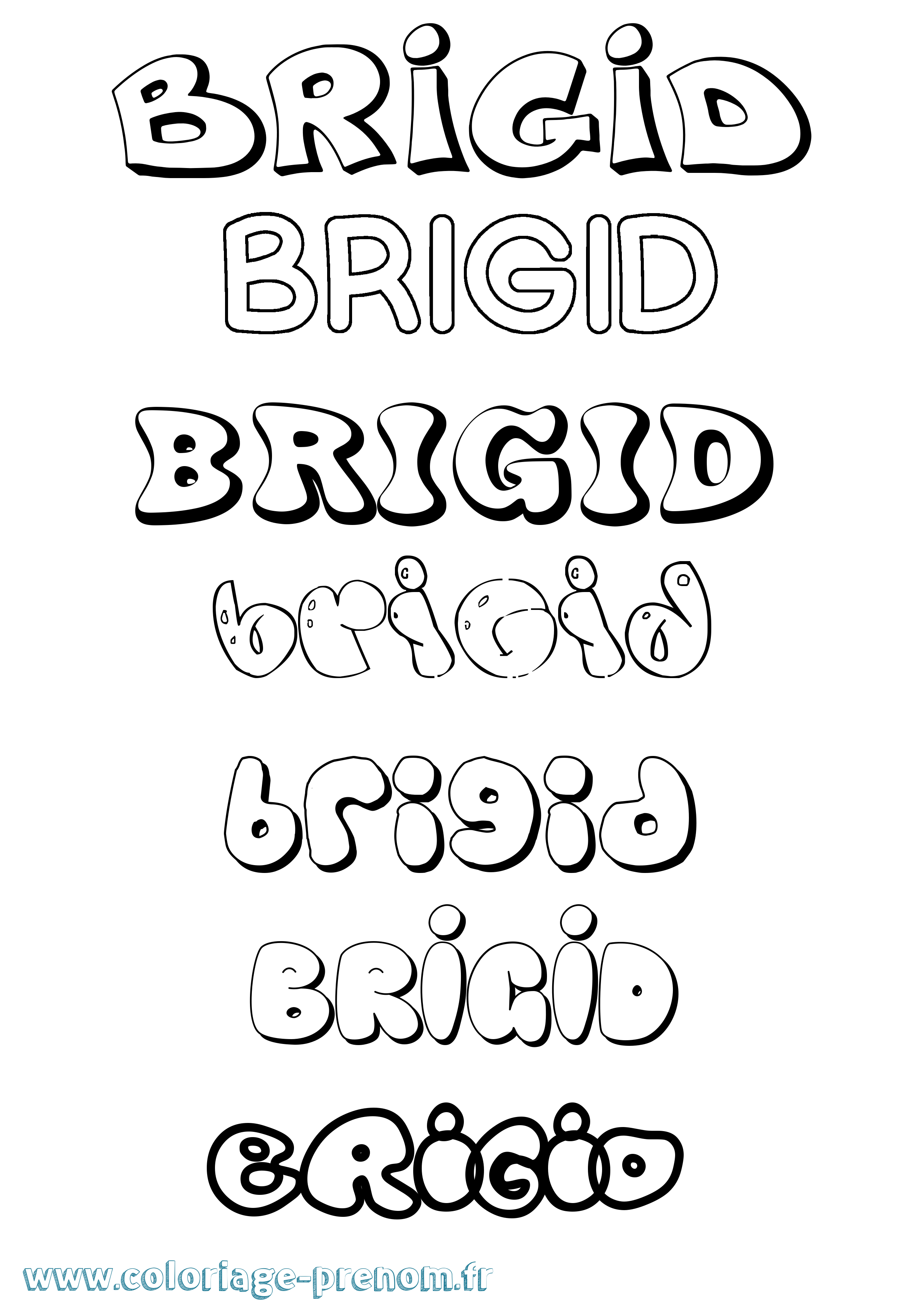 Coloriage prénom Brigid Bubble
