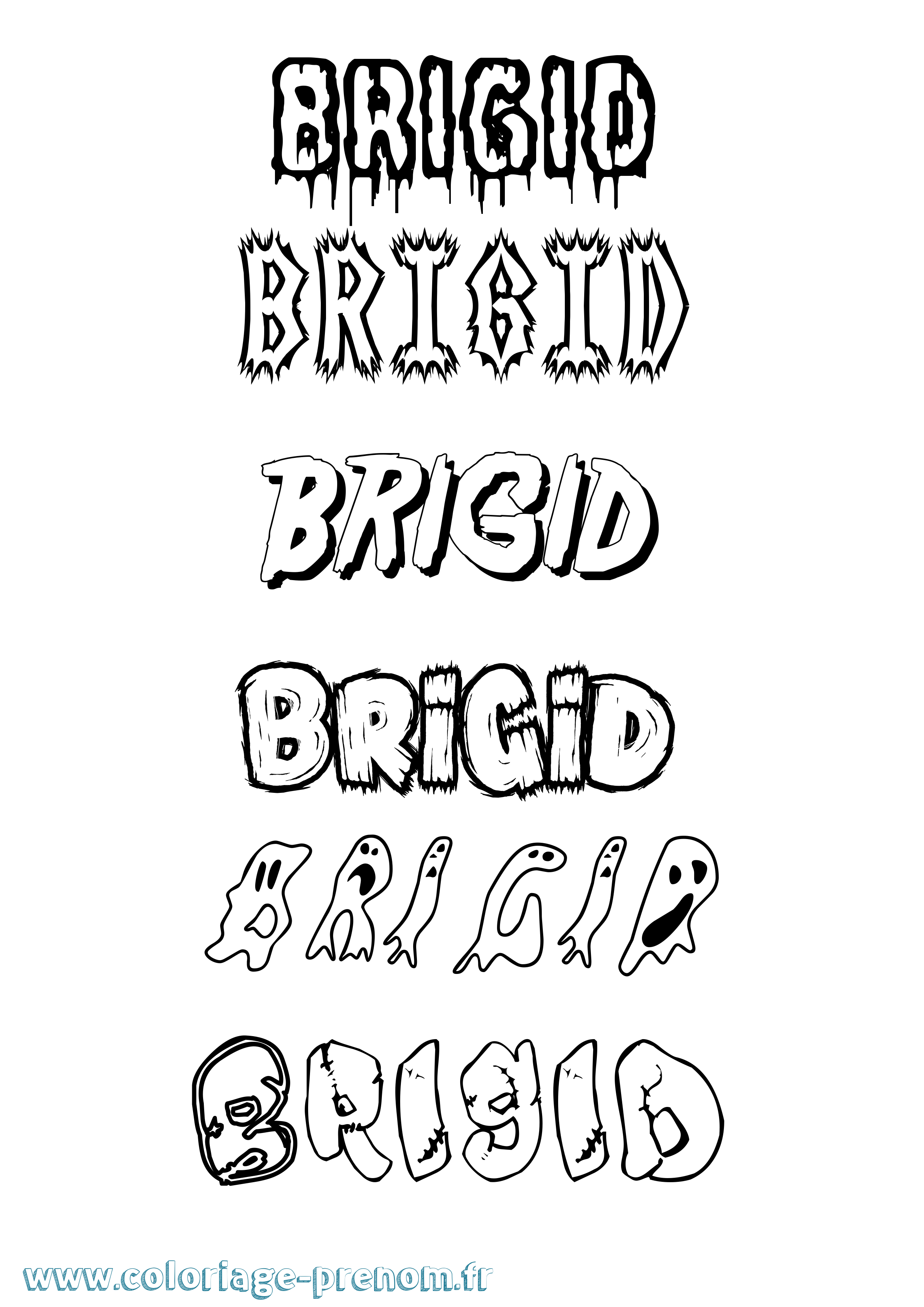 Coloriage prénom Brigid Frisson