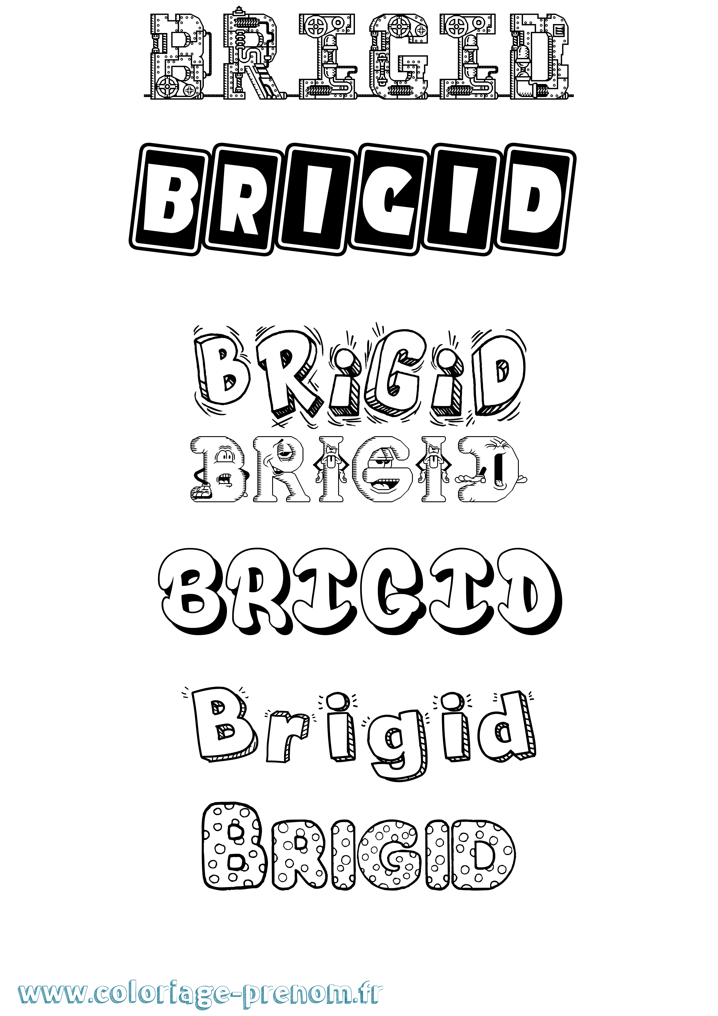 Coloriage prénom Brigid Fun