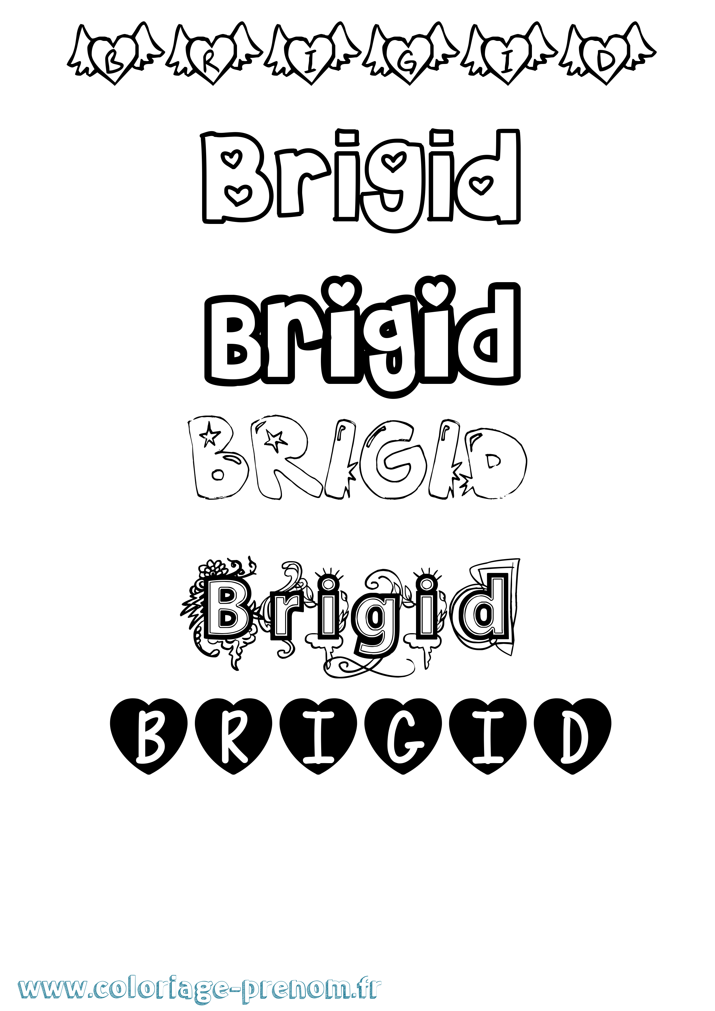 Coloriage prénom Brigid Girly