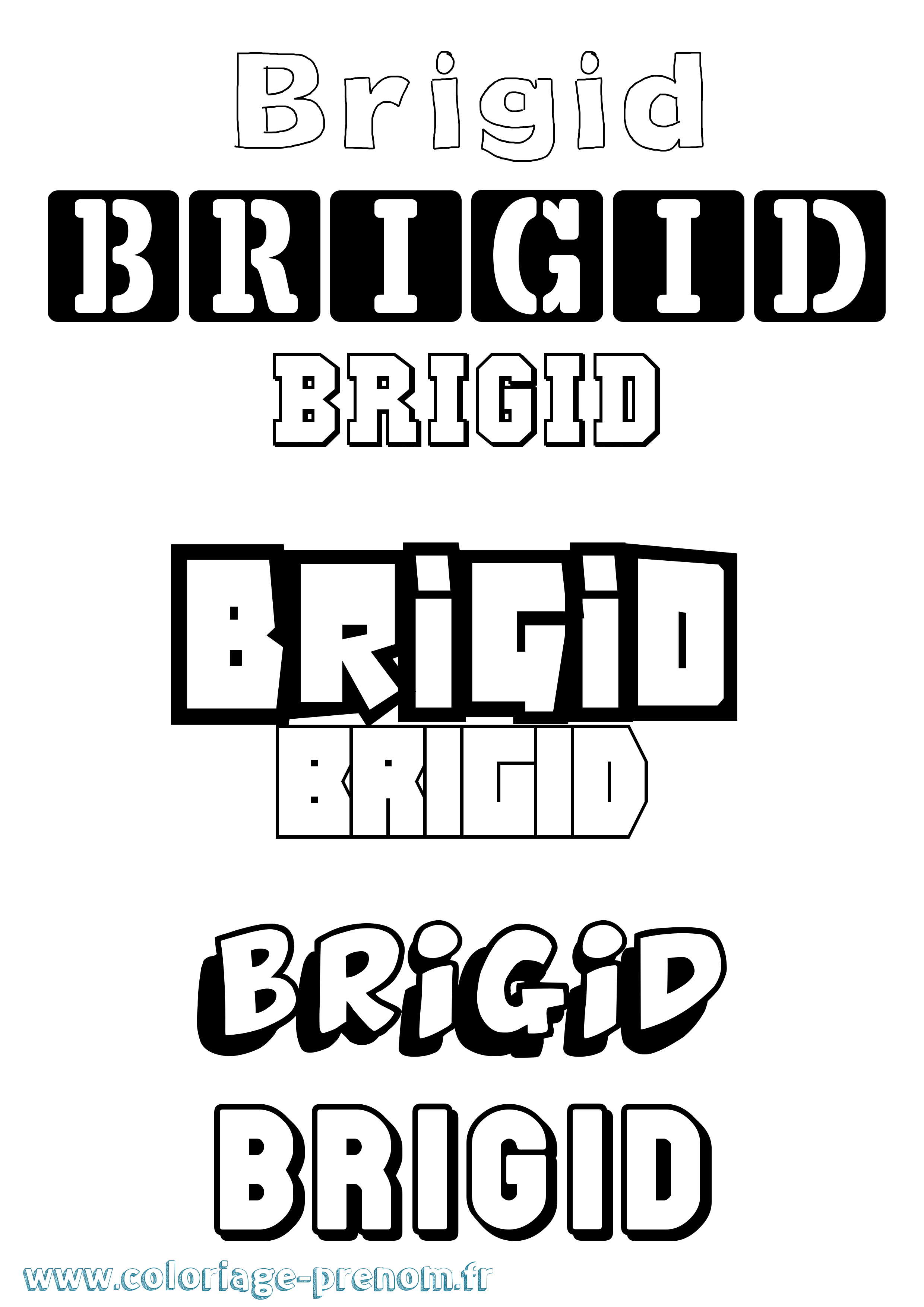 Coloriage prénom Brigid Simple