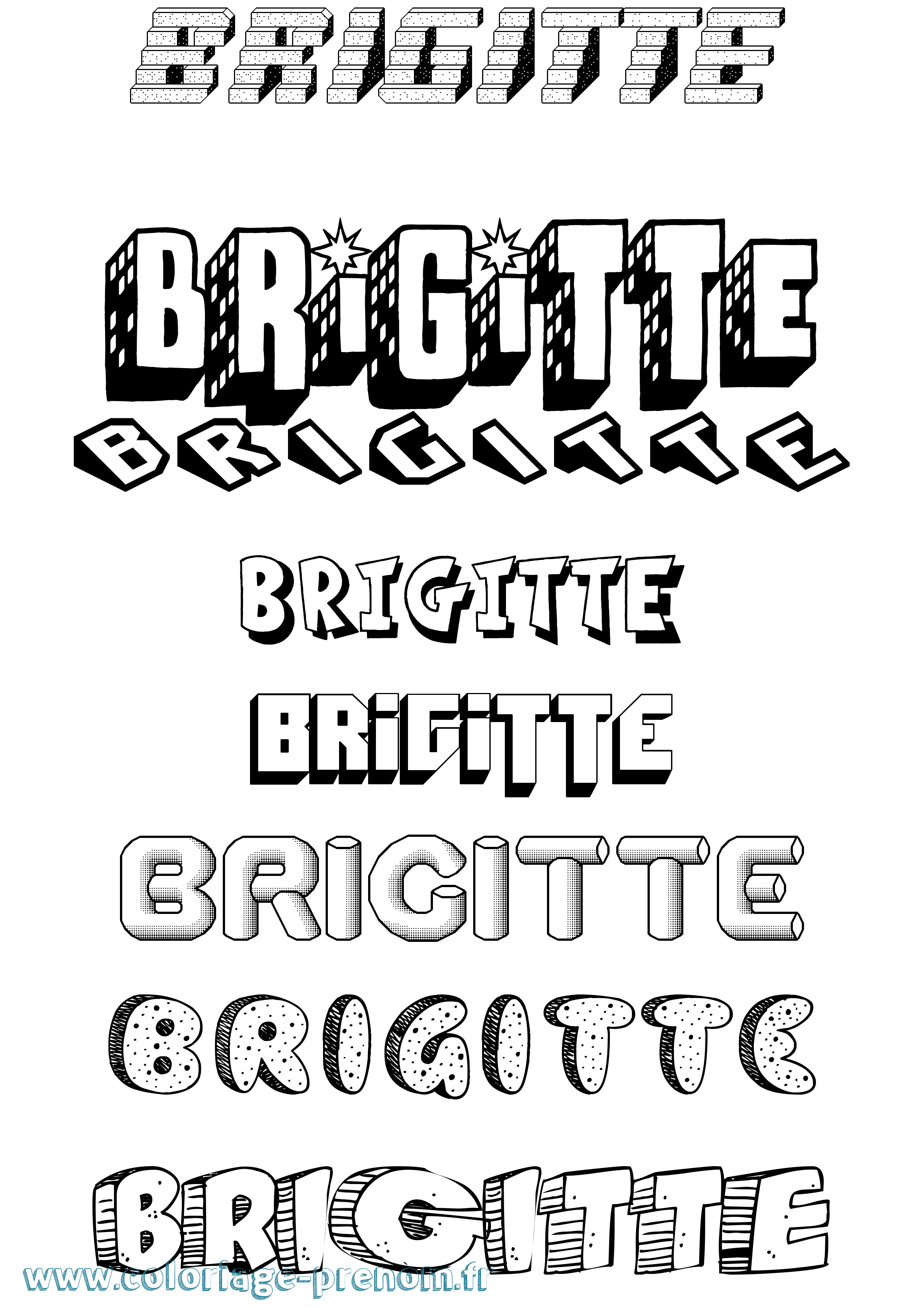 Coloriage prénom Brigitte Effet 3D
