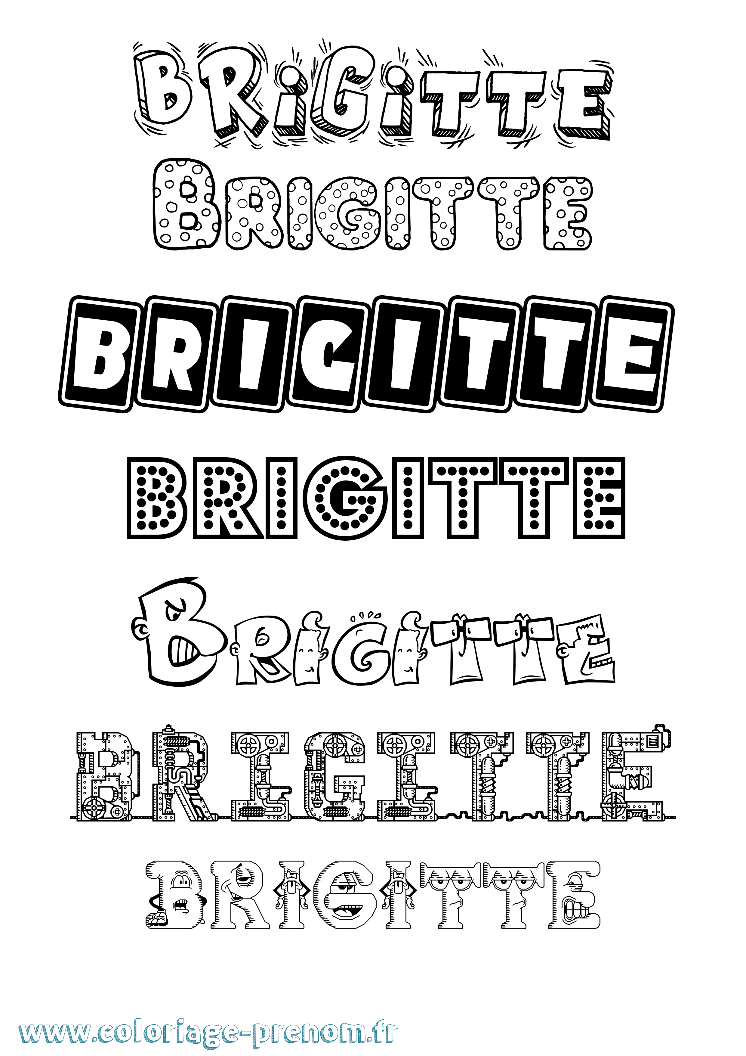 Coloriage prénom Brigitte Fun