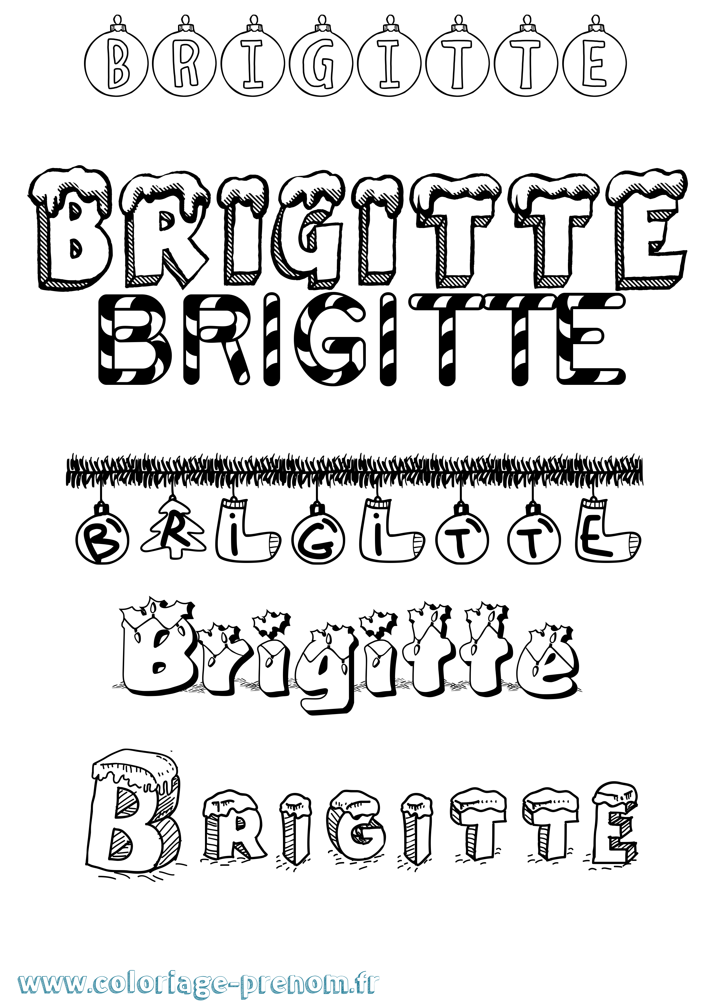 Coloriage prénom Brigitte Noël