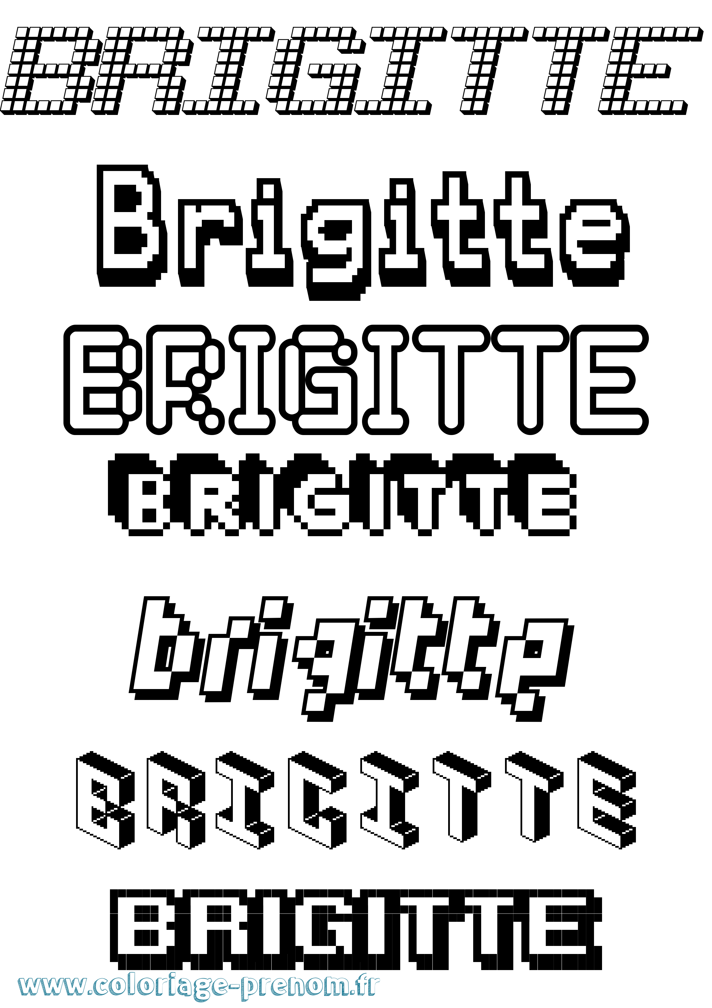 Coloriage prénom Brigitte Pixel