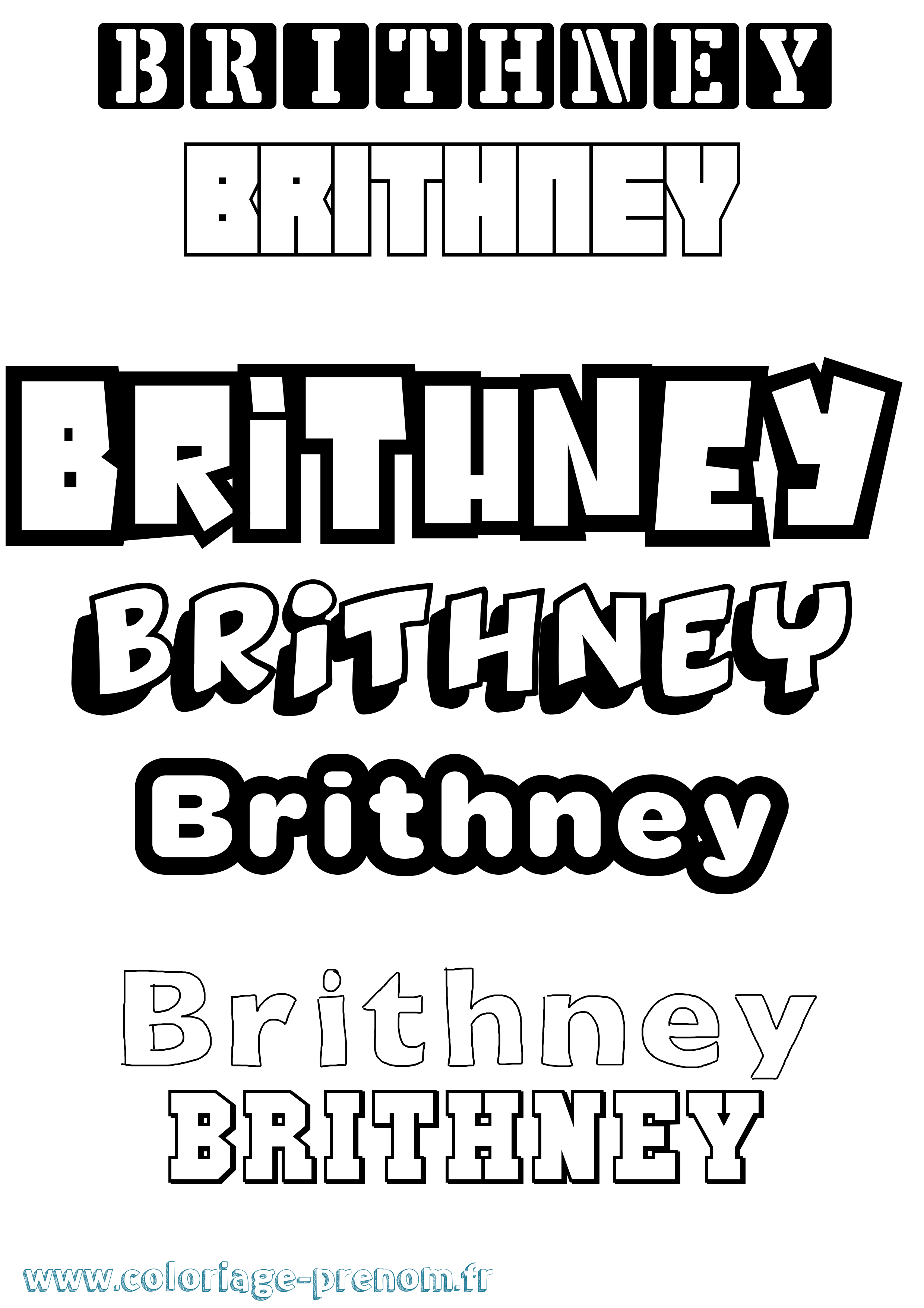 Coloriage prénom Brithney Simple
