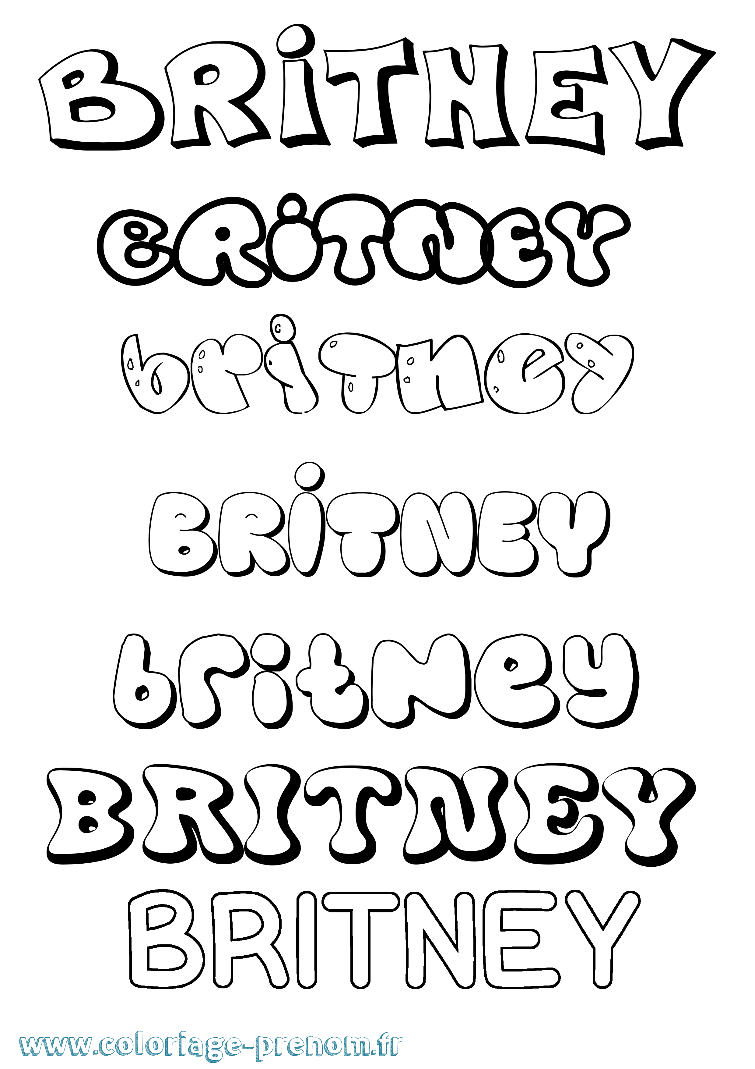 Coloriage prénom Britney Bubble