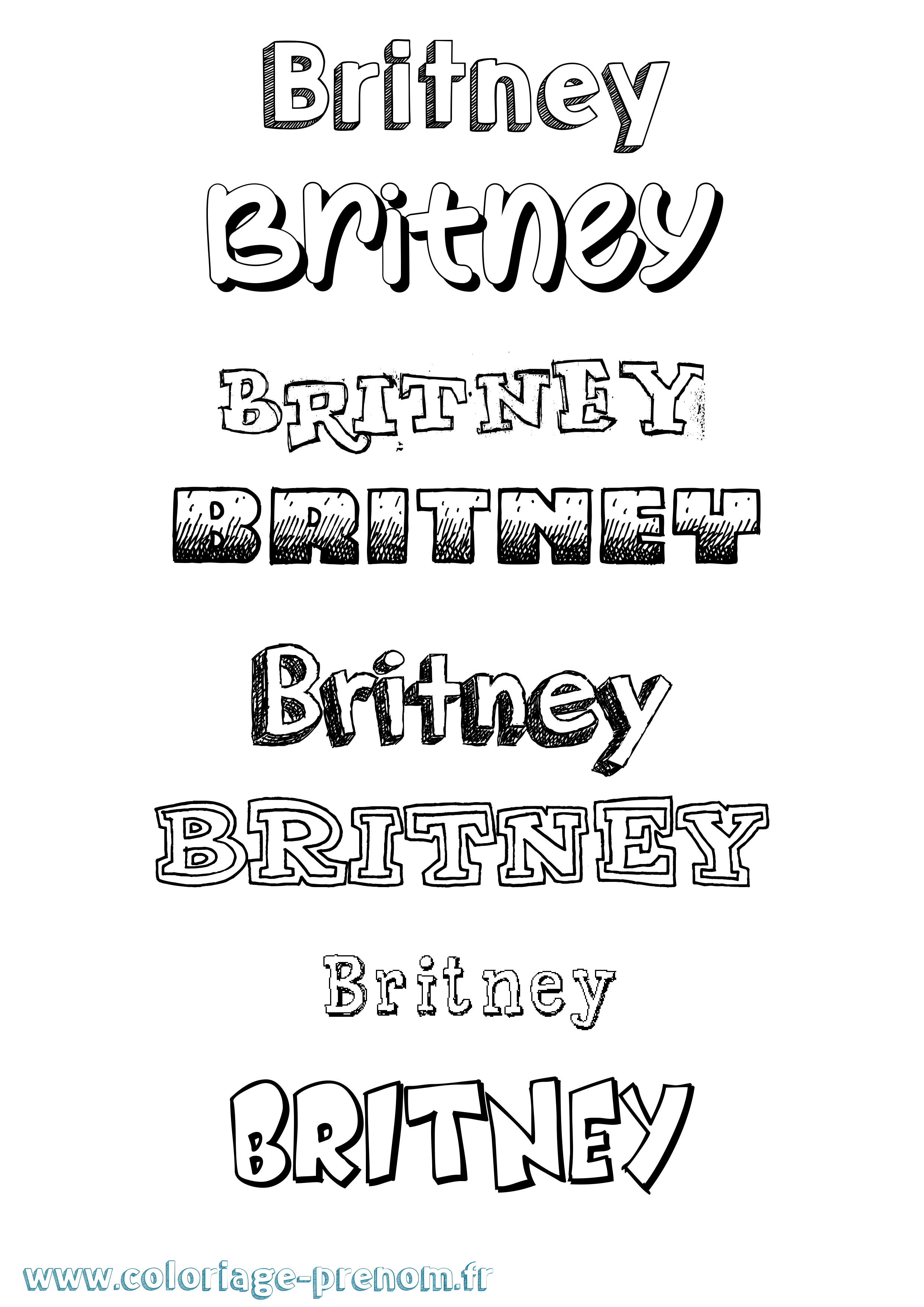Coloriage prénom Britney Dessiné