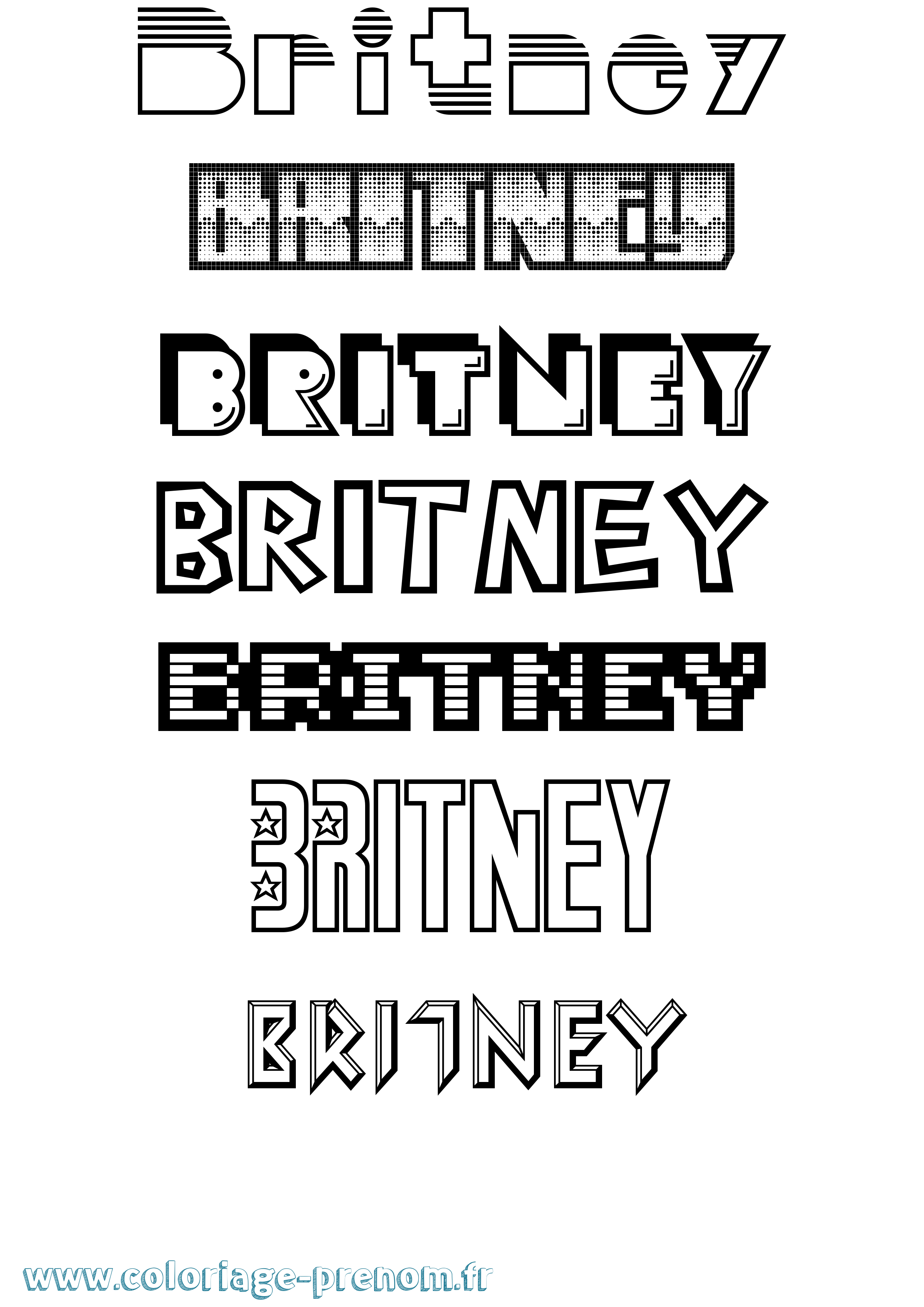 Coloriage prénom Britney Jeux Vidéos