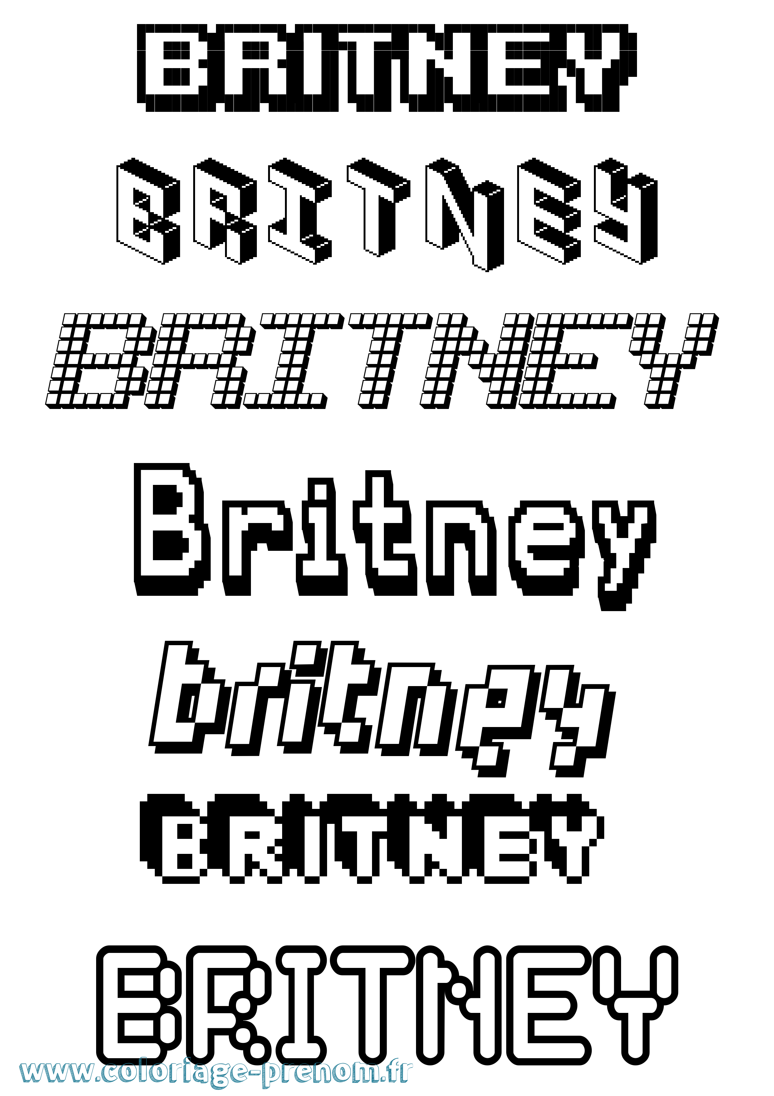 Coloriage prénom Britney Pixel