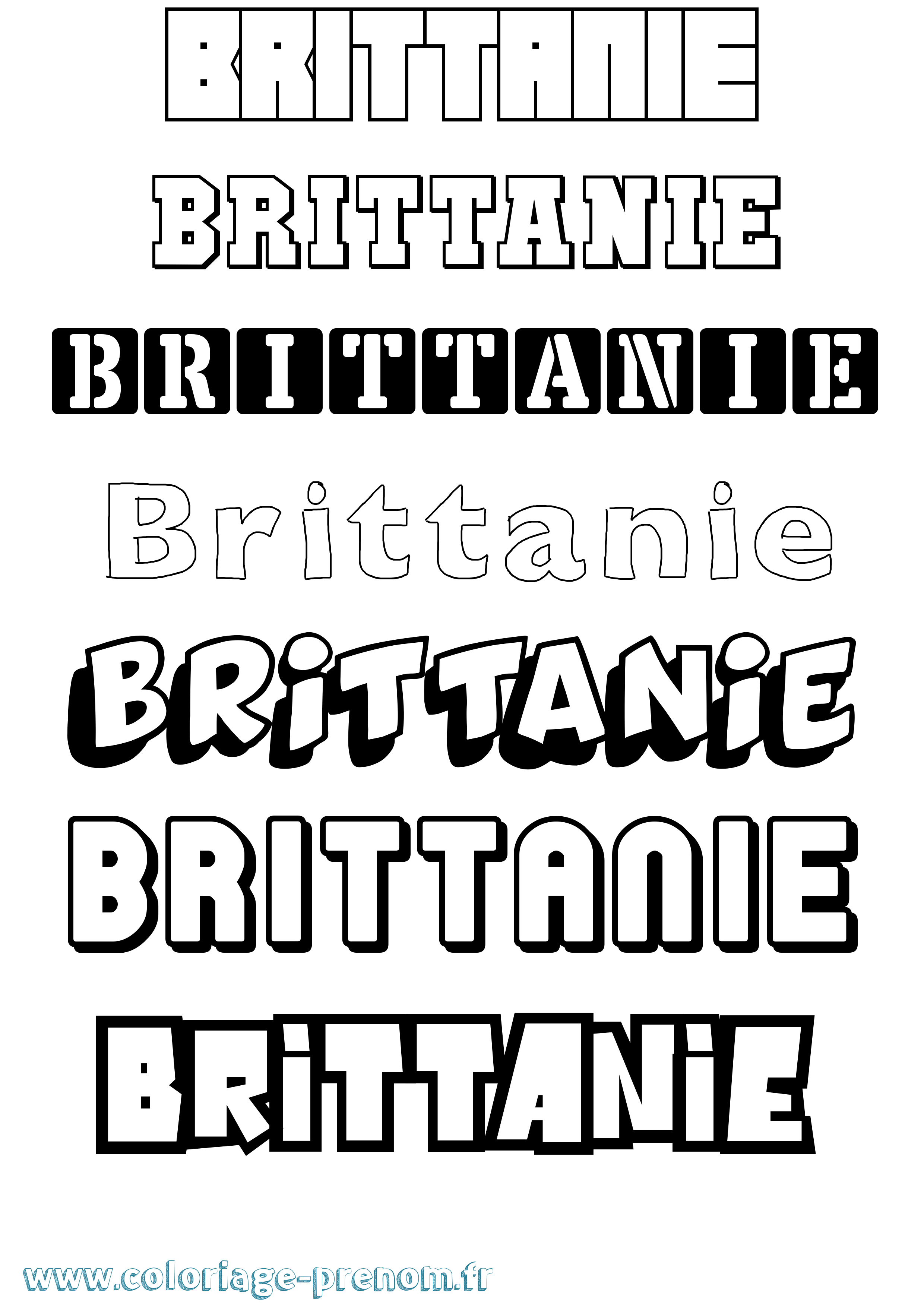Coloriage prénom Brittanie Simple