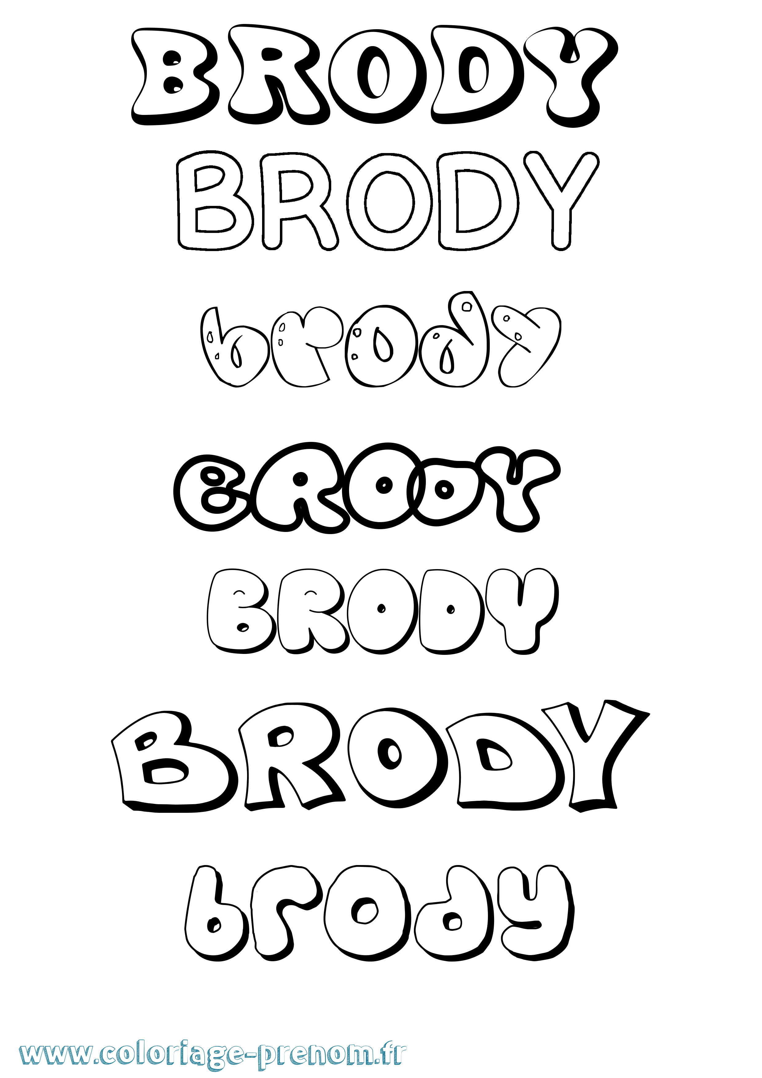 Coloriage Brody Bubble Coloriage prénom Brody Bubble