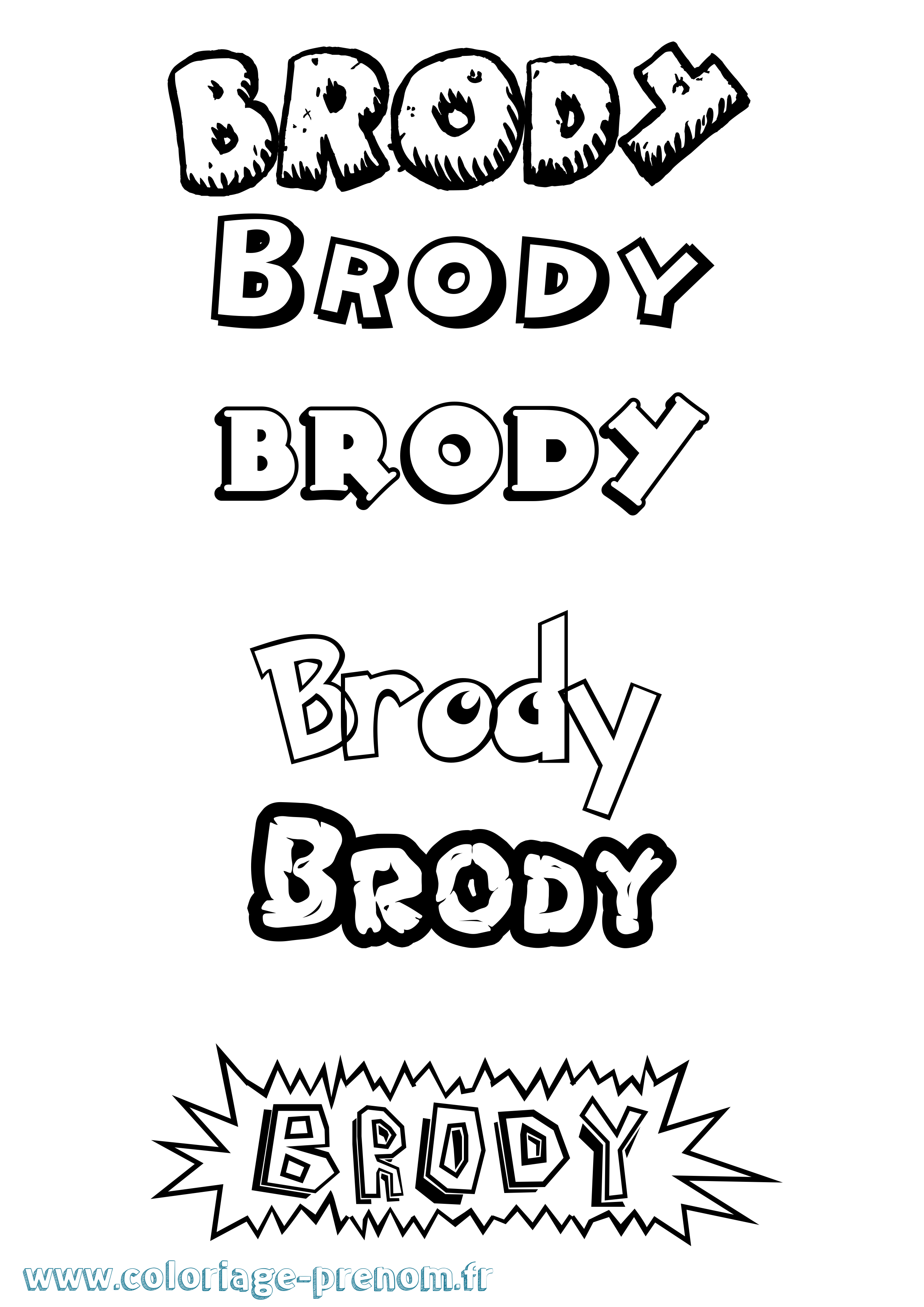 Coloriage Brody Dessin Animé Coloriage prénom Brody Dessin Animé