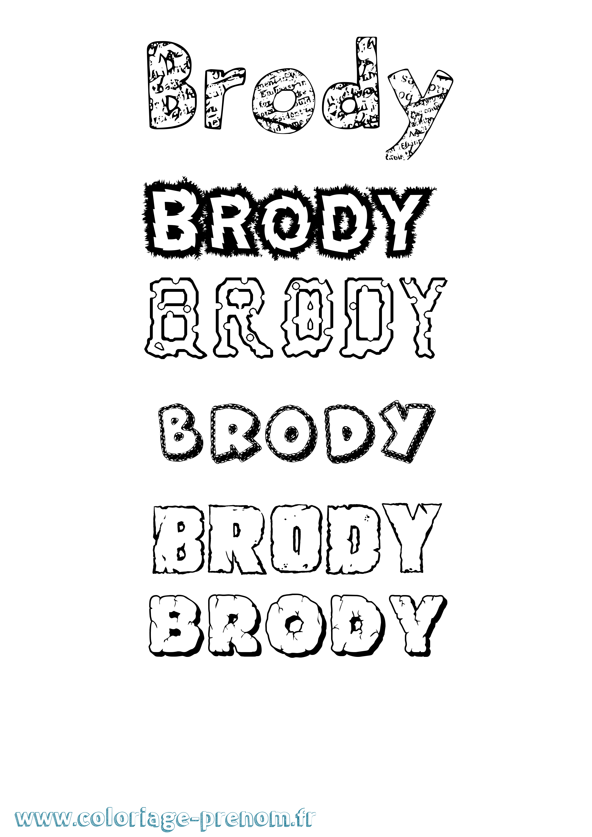 Coloriage Brody Destructuré Coloriage prénom Brody Destructuré