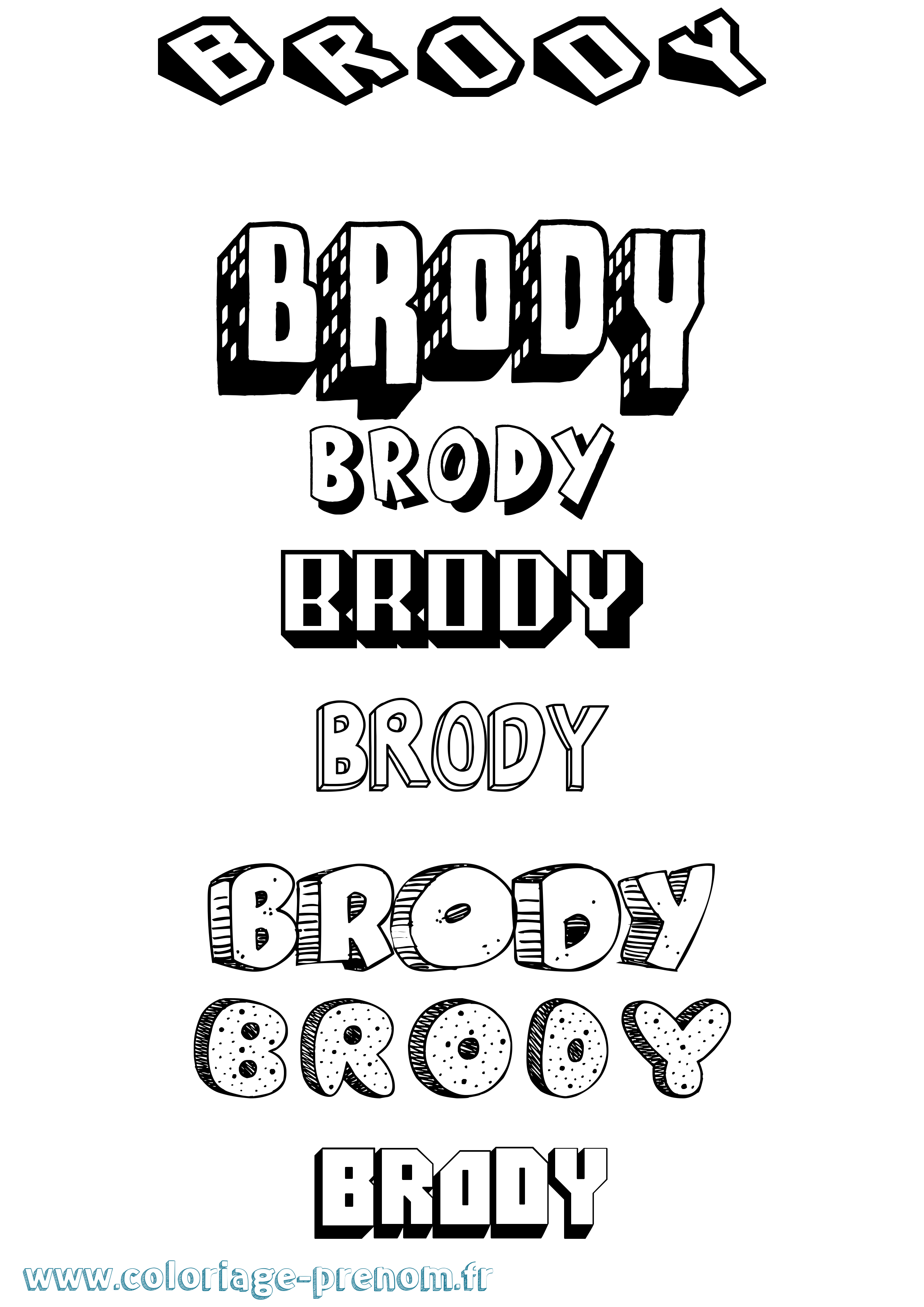 Coloriage Brody Effet 3D Coloriage prénom Brody Effet 3D